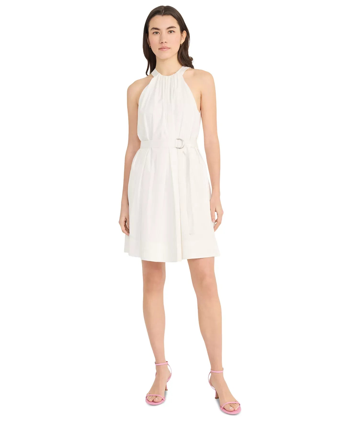 Donna Morgan Women's Cotton Belted Halter Dress Postmoda Donna Morgan Women's Cotton Belted Halter Dress Postmoda