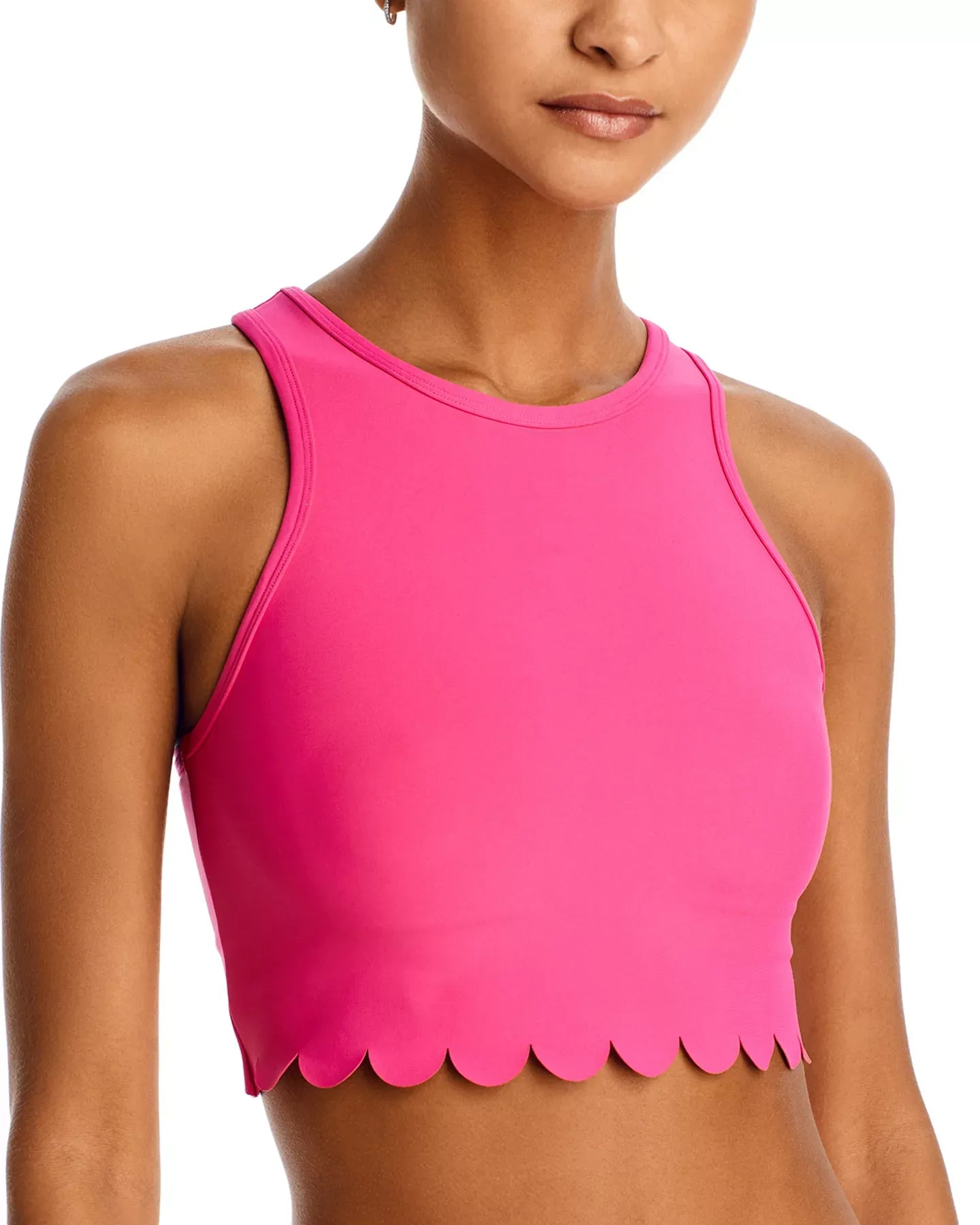 AQUA Scallop Hem Crop Top - Exclusive