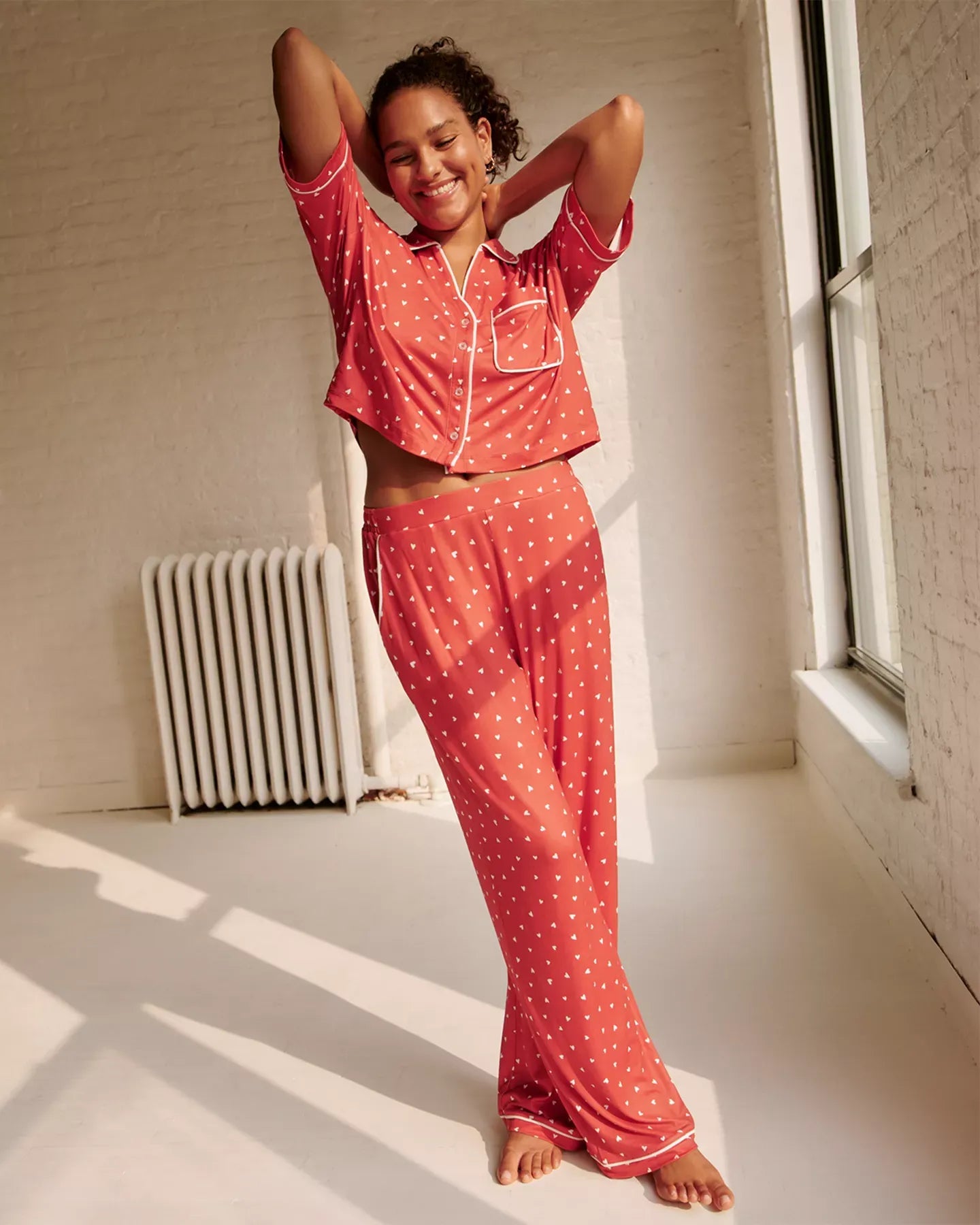 AQUA Boxy Shirt & Wide Leg Pajama Set - Exclusive Sleepwear