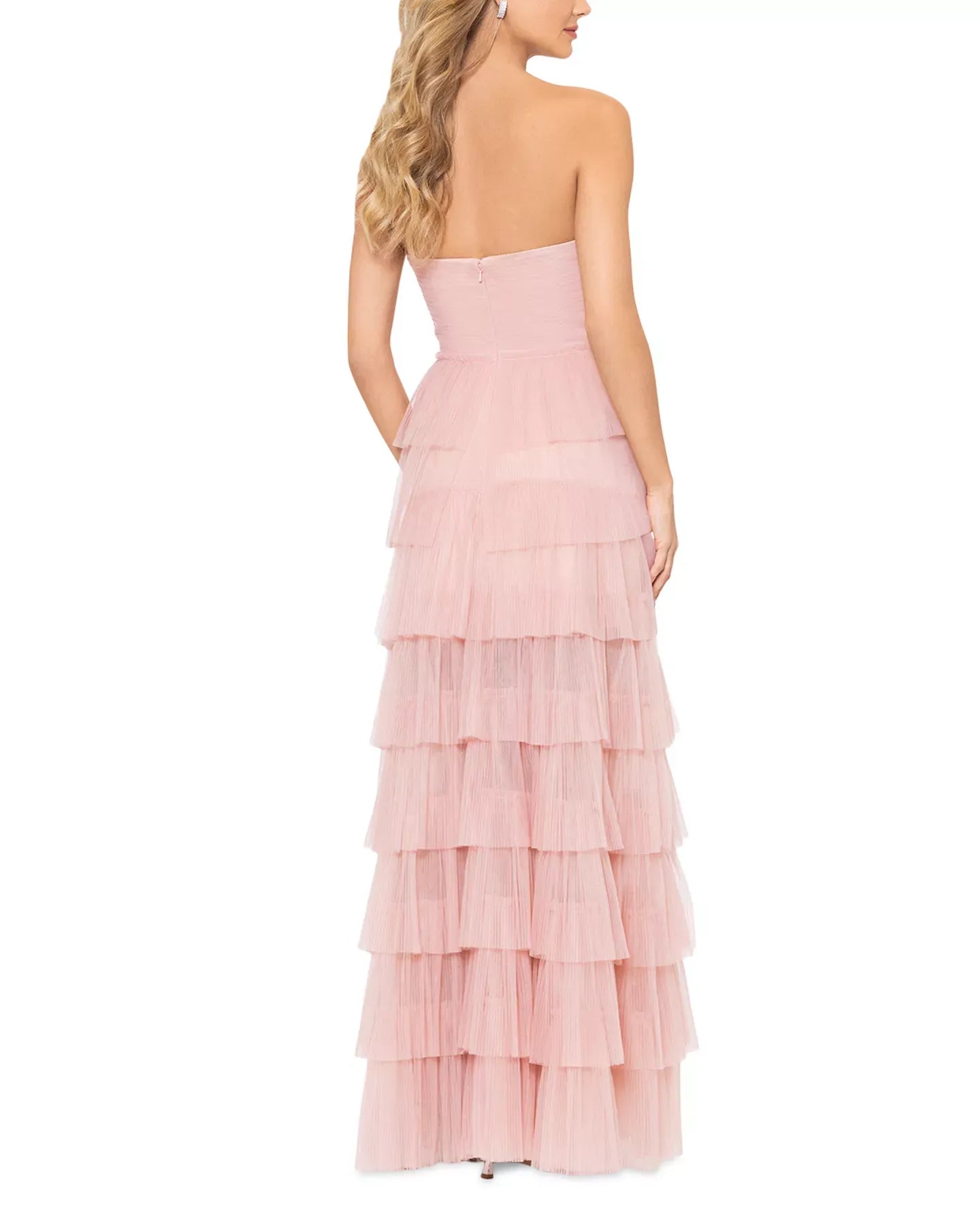 AQUA Cut Out Ruffle Tiered Gown - Exclusive Dress