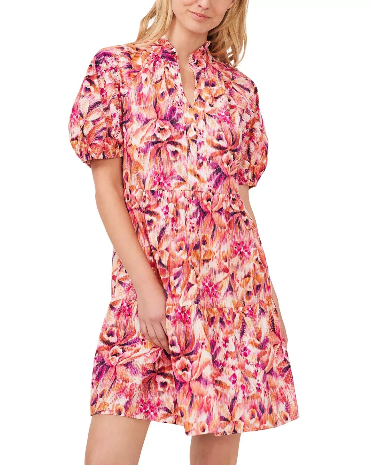 CeCe Split Neck Babydoll Dress