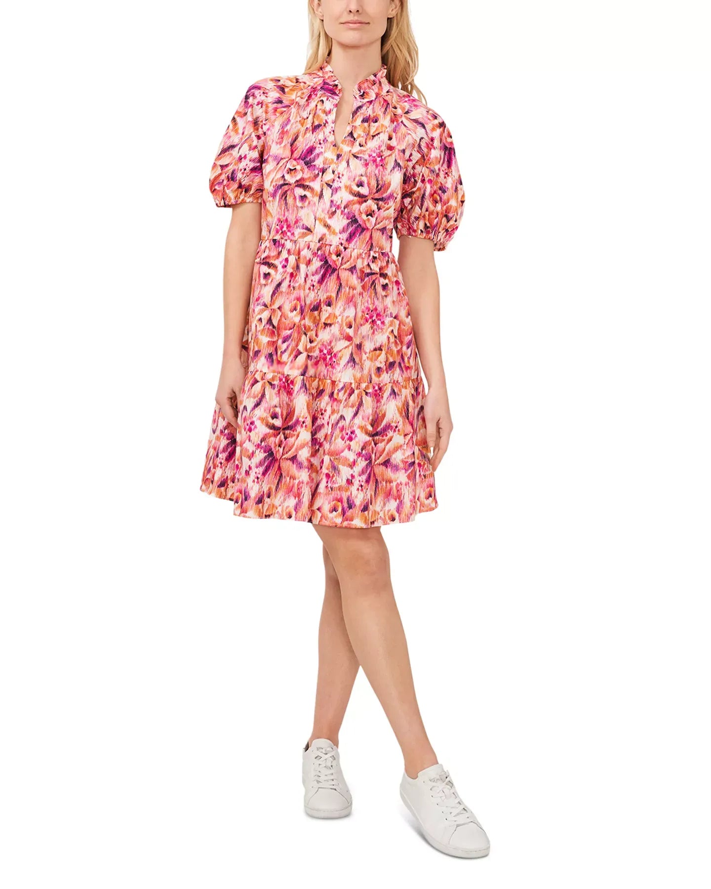 CeCe Split Neck Babydoll Dress