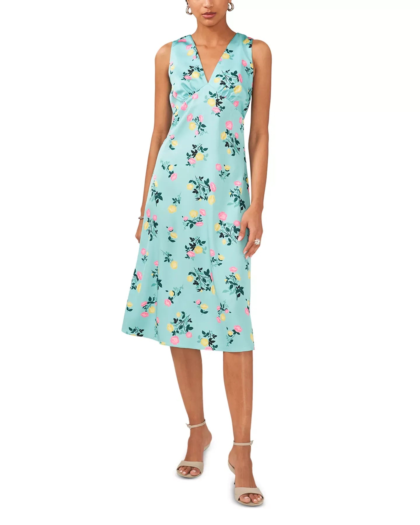 1.STATE Floral V Neck Dress