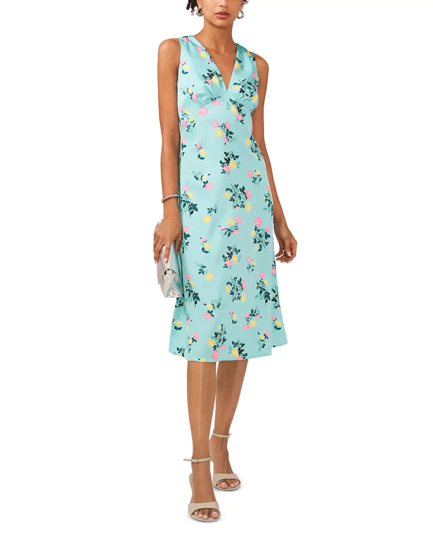 1.STATE Floral V Neck Dress