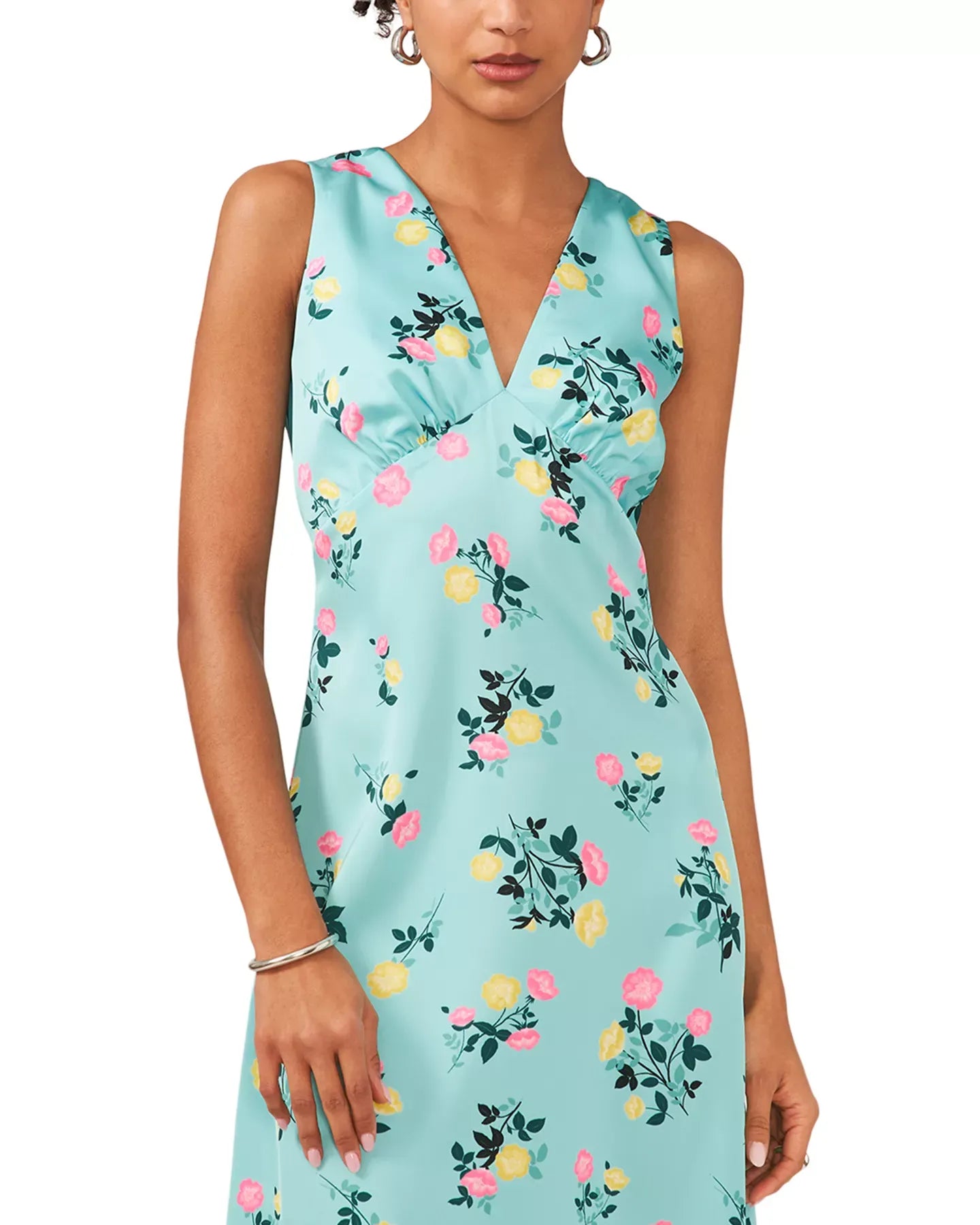 1.STATE Floral V Neck Dress