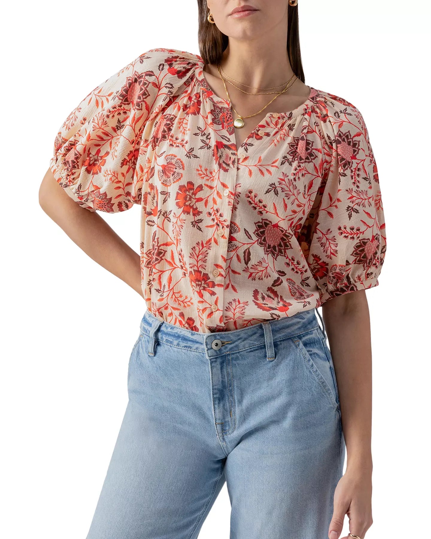 Sanctuary Bubble Sleeve Blouse Top