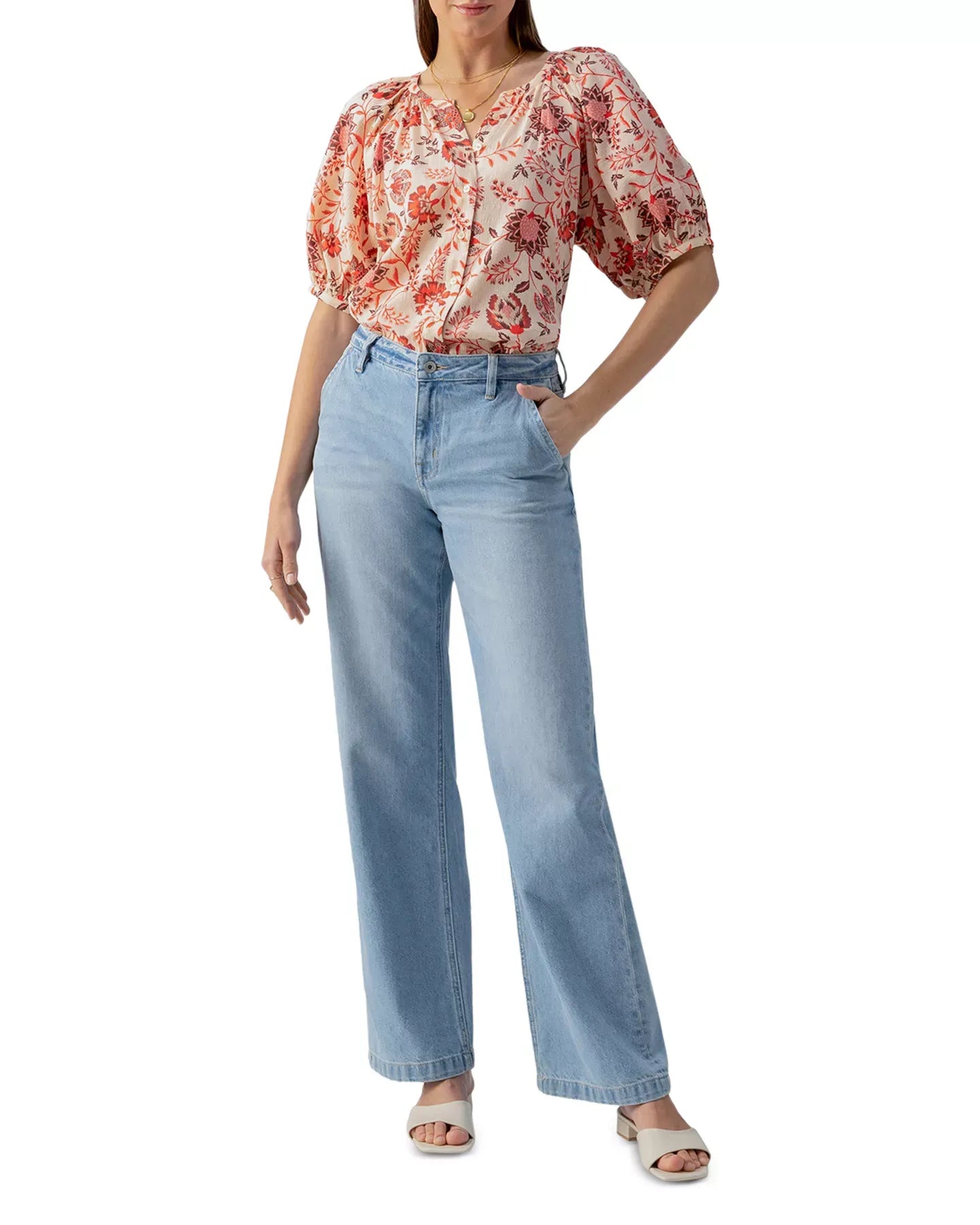 Sanctuary Bubble Sleeve Blouse Top