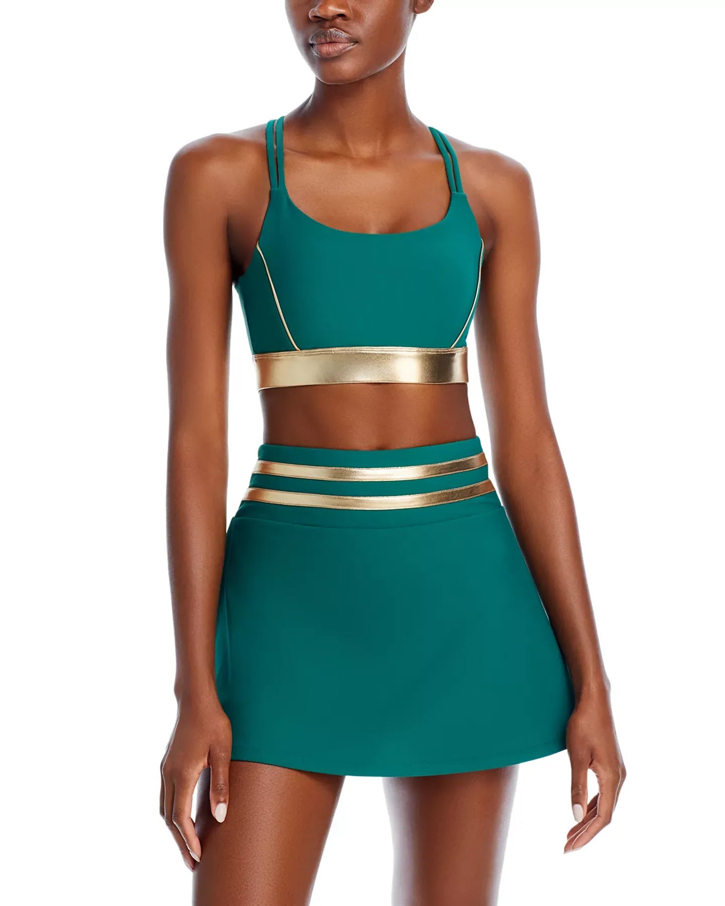 AQUA Metallic Contrast Sports Bra - Exclusive