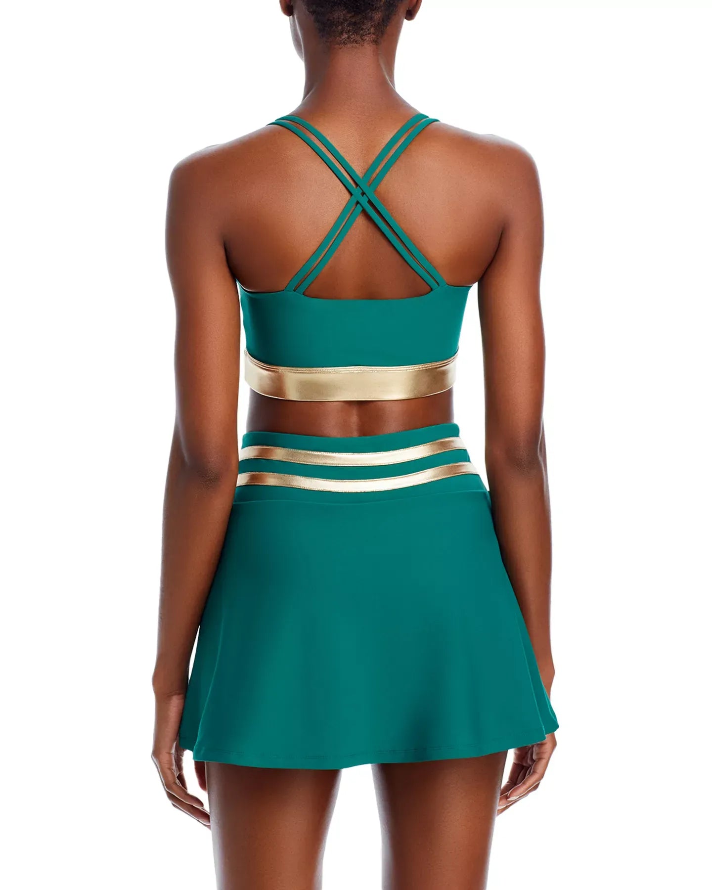 AQUA Metallic Contrast Sports Bra - Exclusive