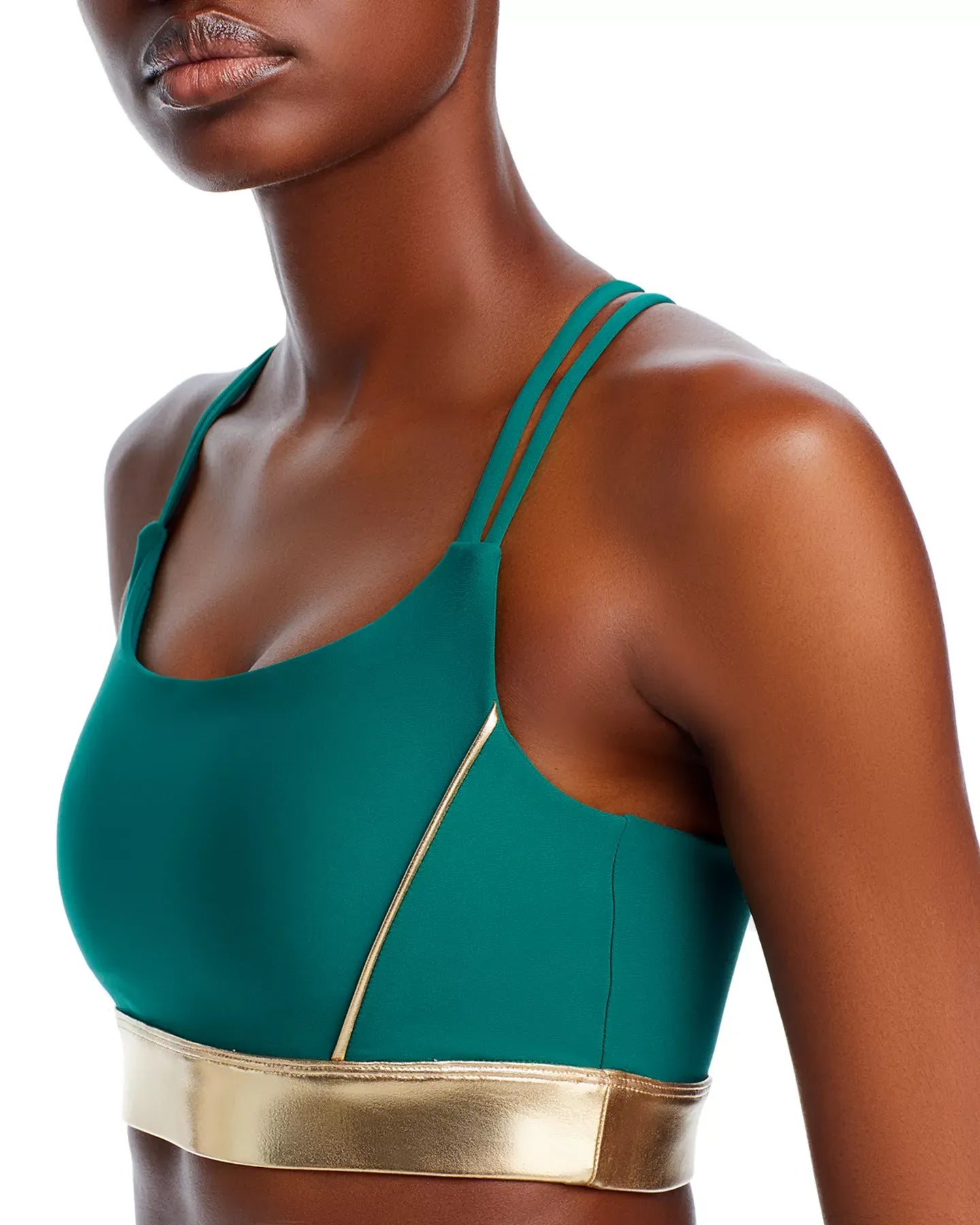 AQUA Metallic Contrast Sports Bra - Exclusive