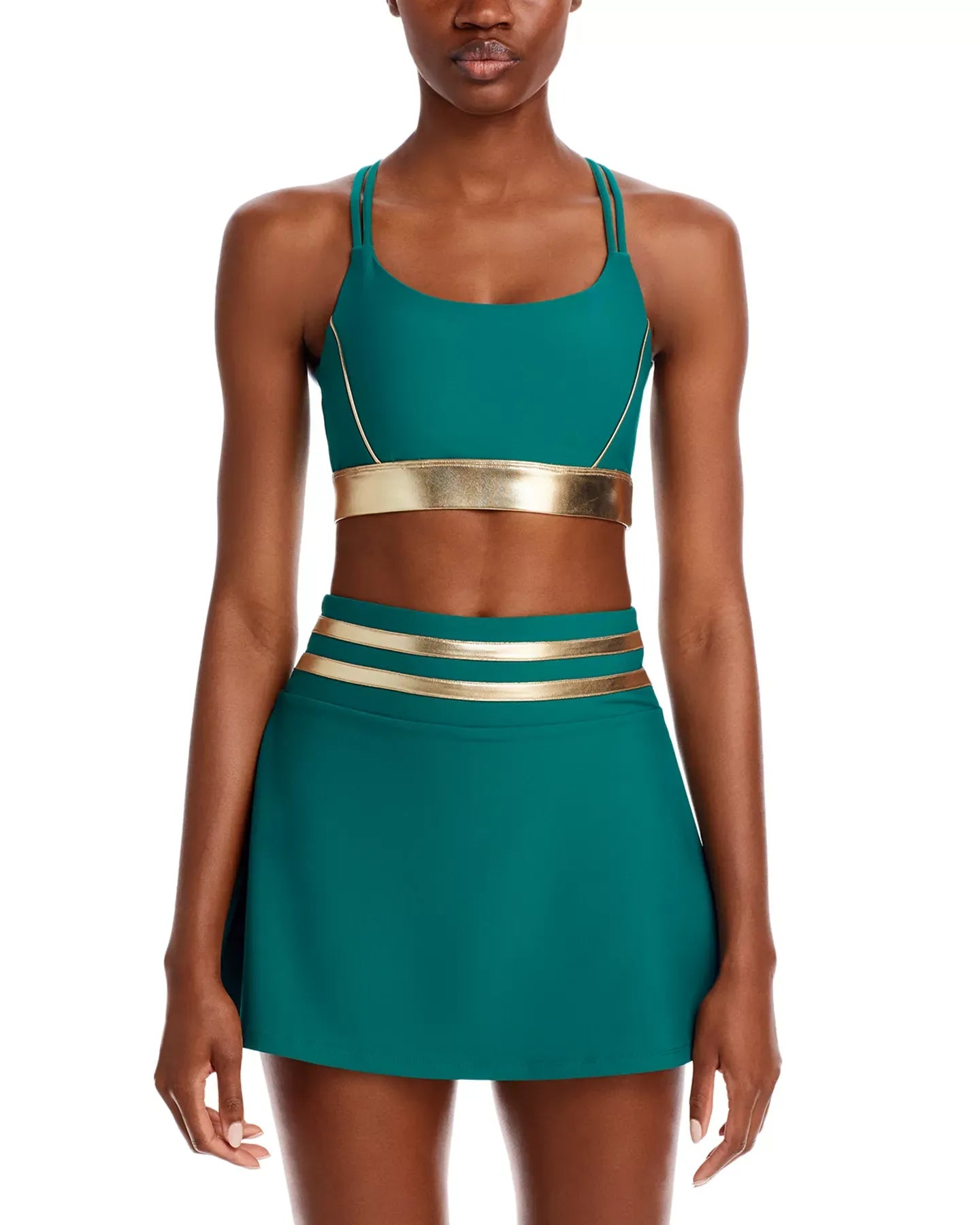 AQUA Metallic Contrast Sports Bra - Exclusive