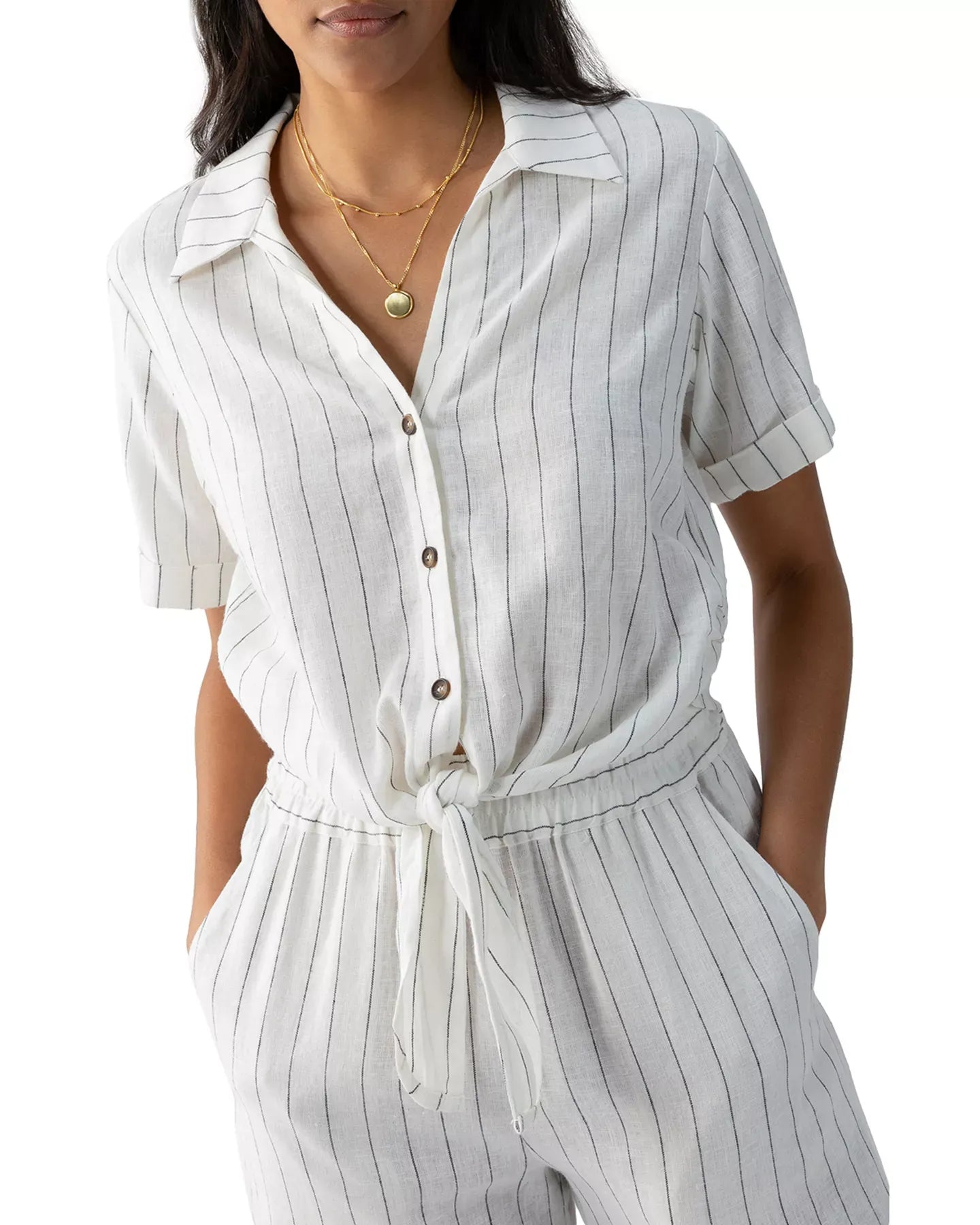 Sanctuary Ocean Tie Front Shirt Top