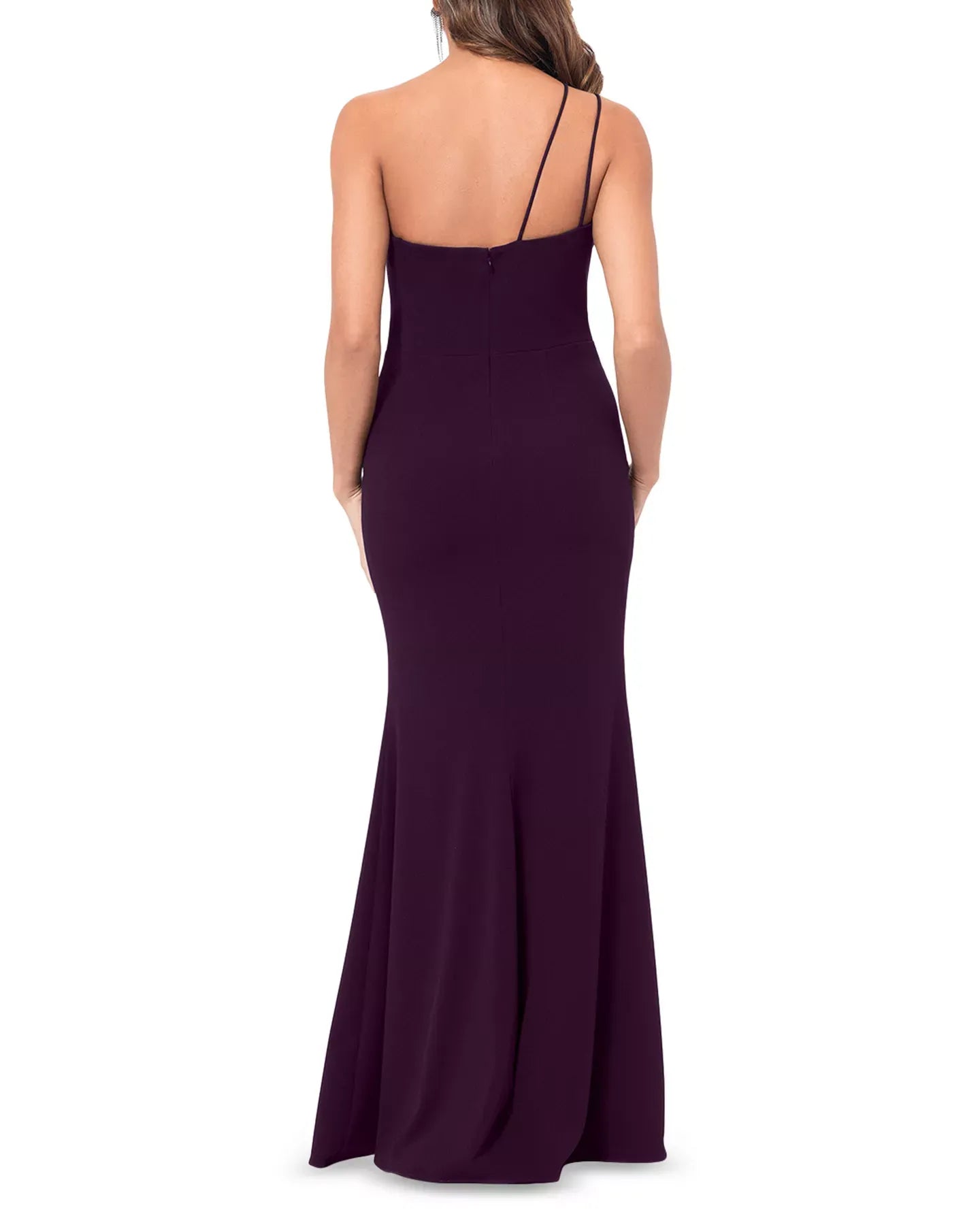 AQUA Single Shoulder Fitted Gown - Exclusive Dress