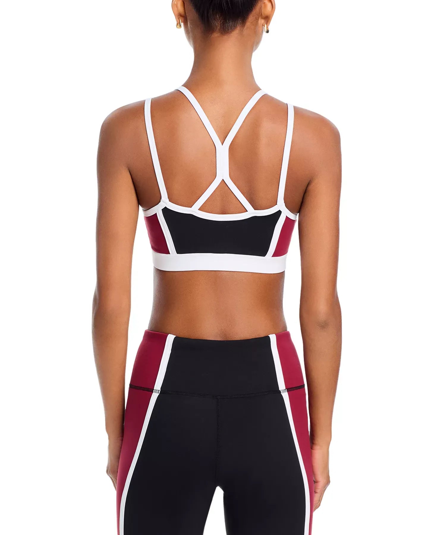 AQUA Toned Out Double Strap Color Block Sports Bra - Exclusive
