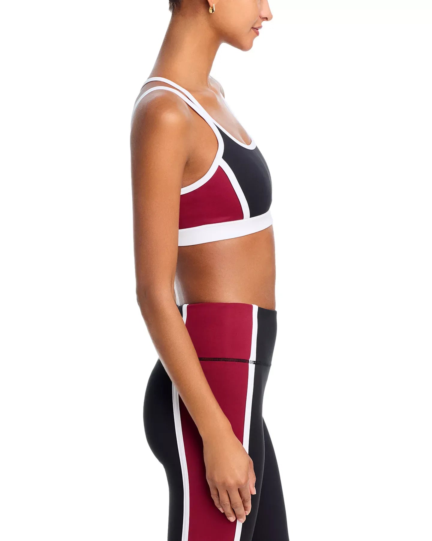 AQUA Toned Out Double Strap Color Block Sports Bra - Exclusive