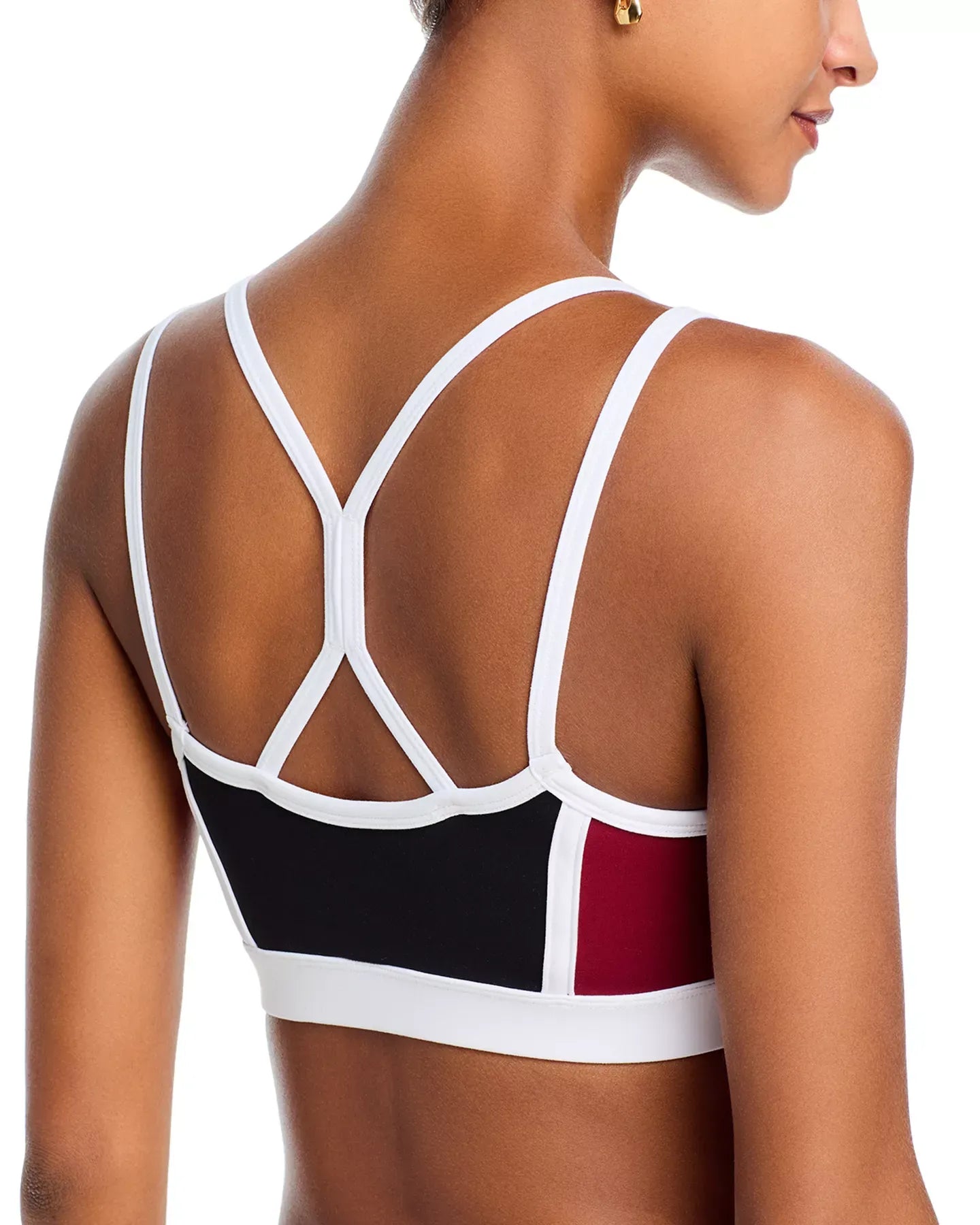 AQUA Toned Out Double Strap Color Block Sports Bra - Exclusive