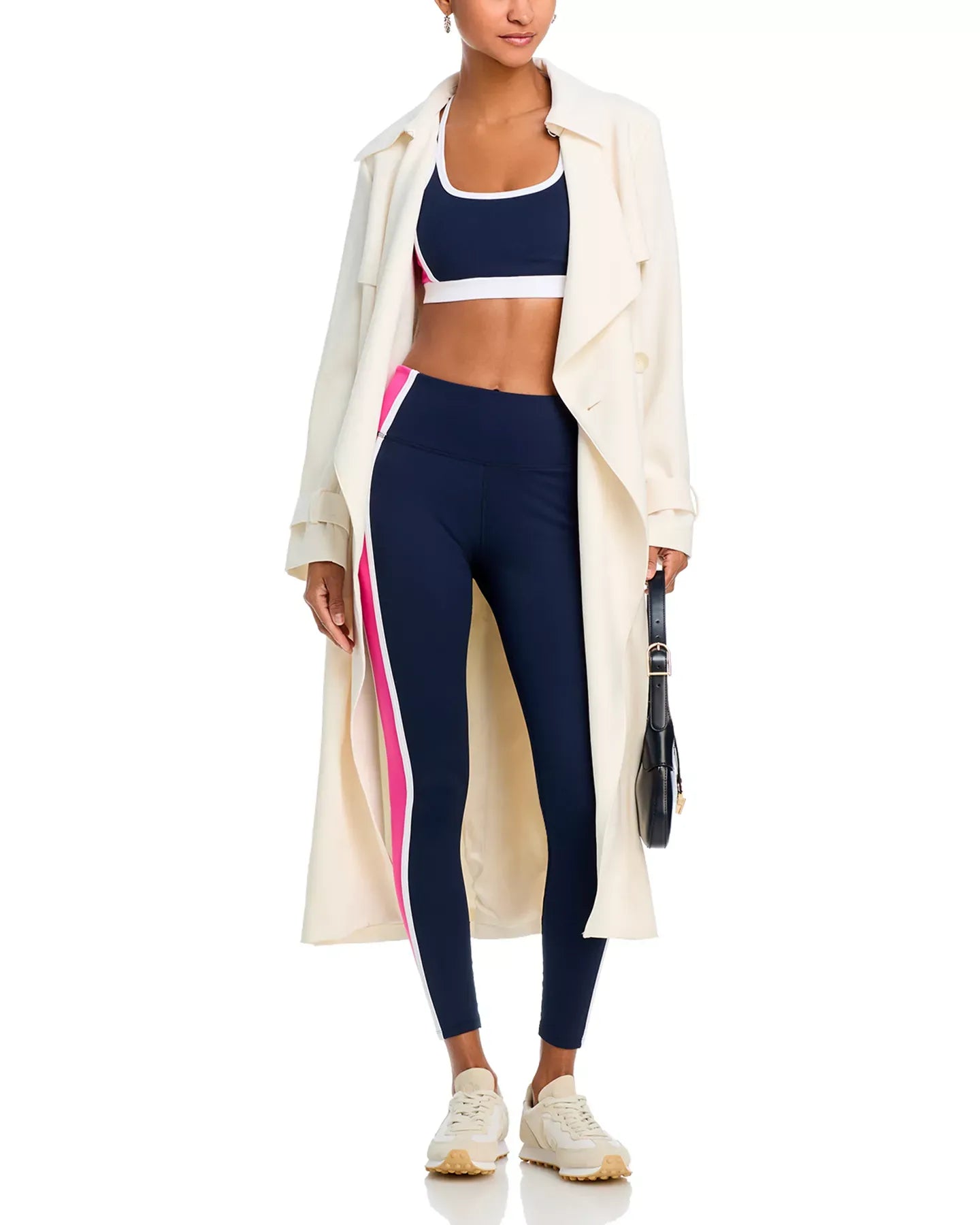 AQUA Toned Out Double Strap Color Block Sports Bra - Exclusive