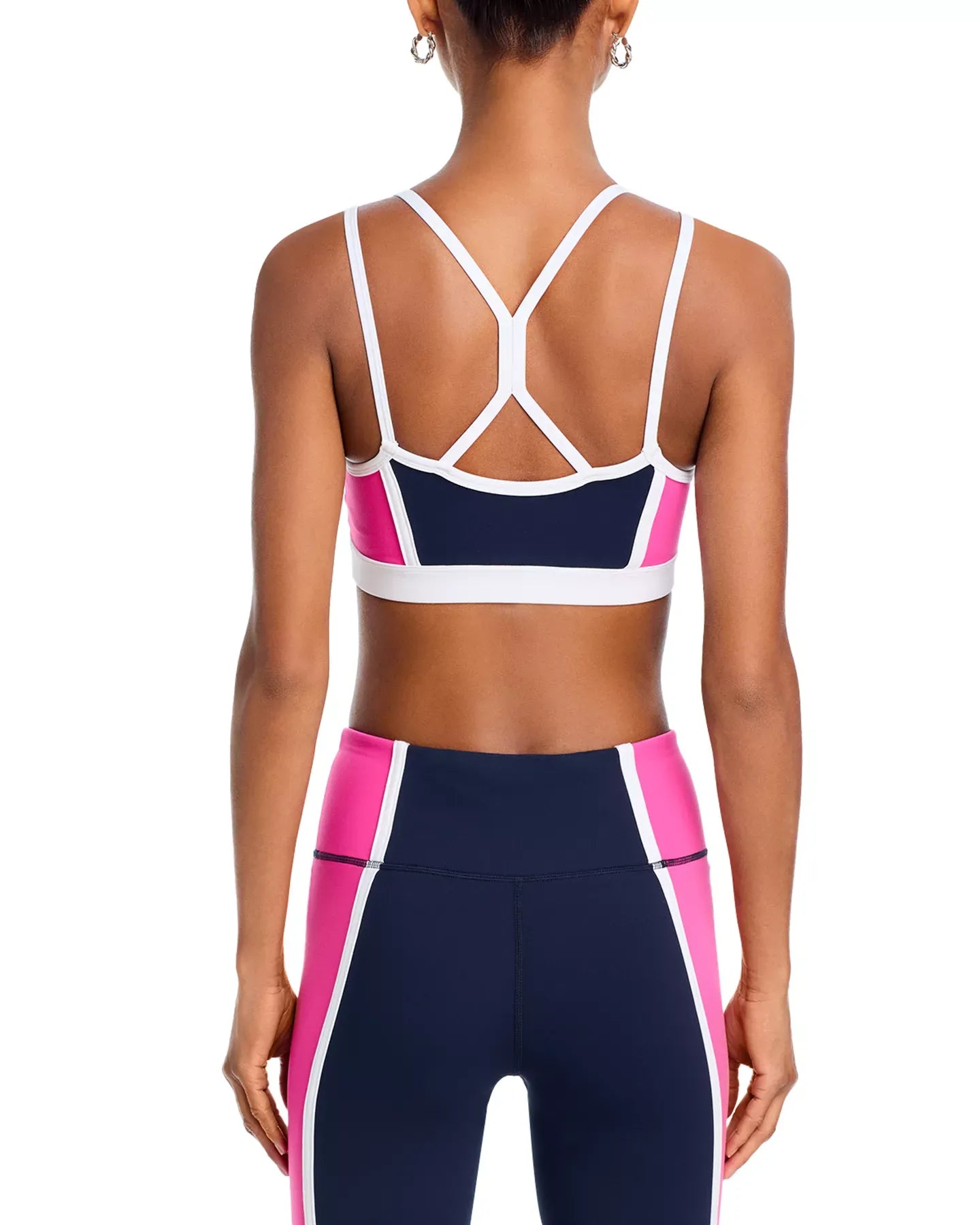 AQUA Toned Out Double Strap Color Block Sports Bra - Exclusive