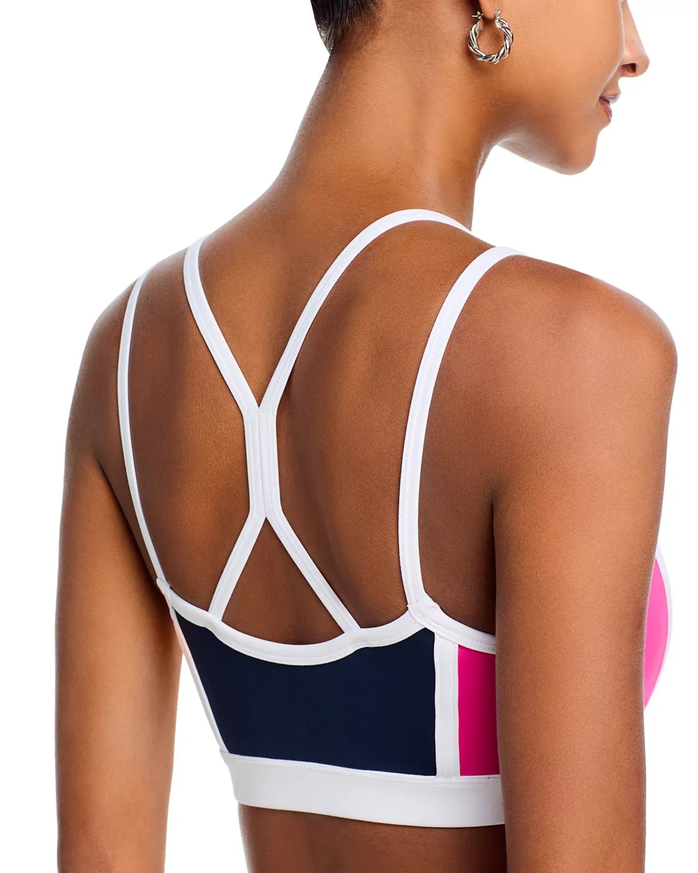 AQUA Toned Out Double Strap Color Block Sports Bra - Exclusive