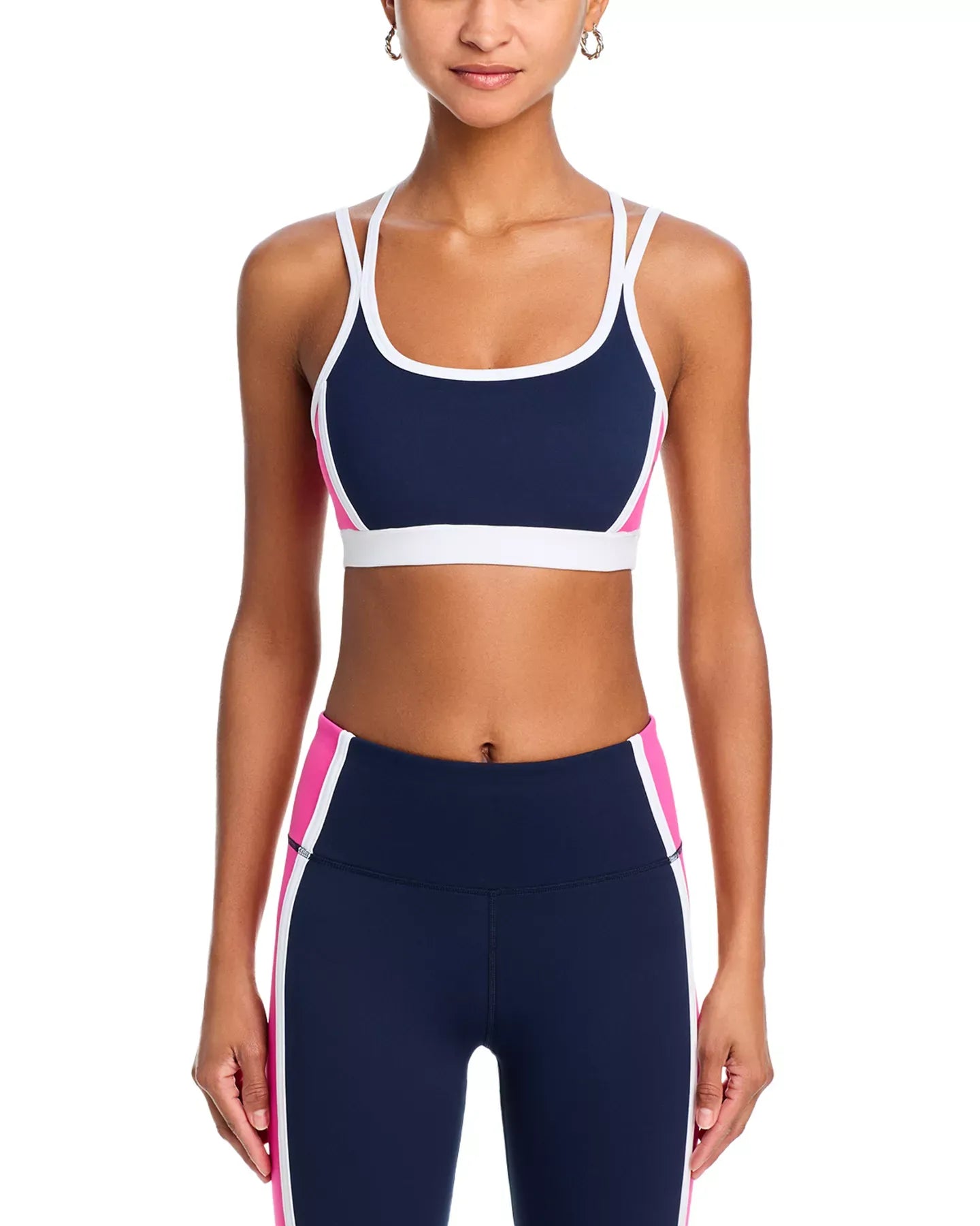 AQUA Toned Out Double Strap Color Block Sports Bra - Exclusive