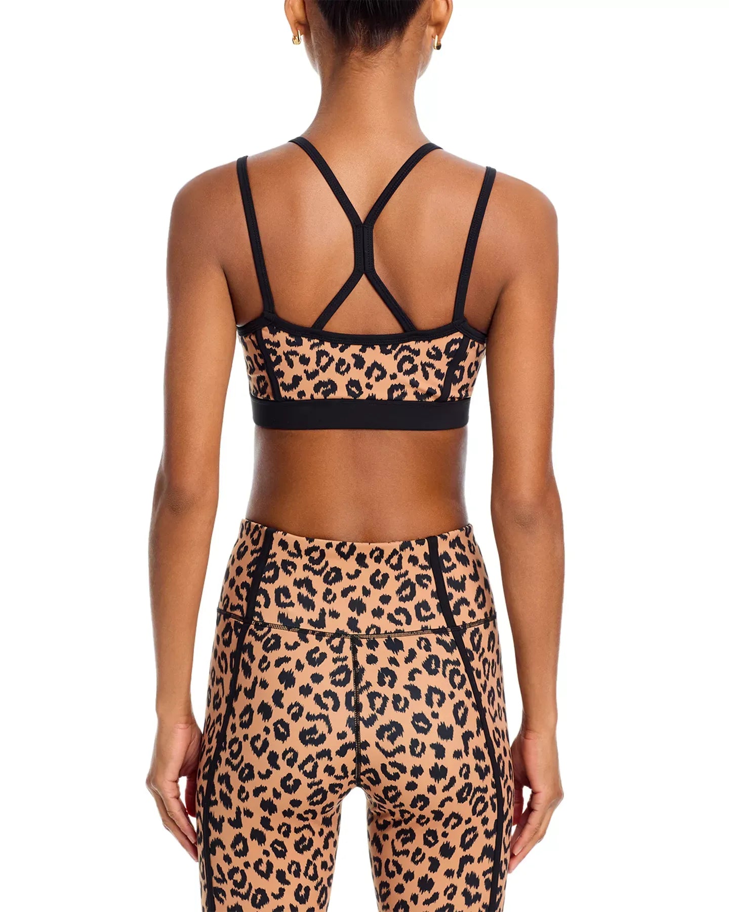 AQUA Printed Toned Out Double Strap Leopard Print Sports Bra - Exclusive