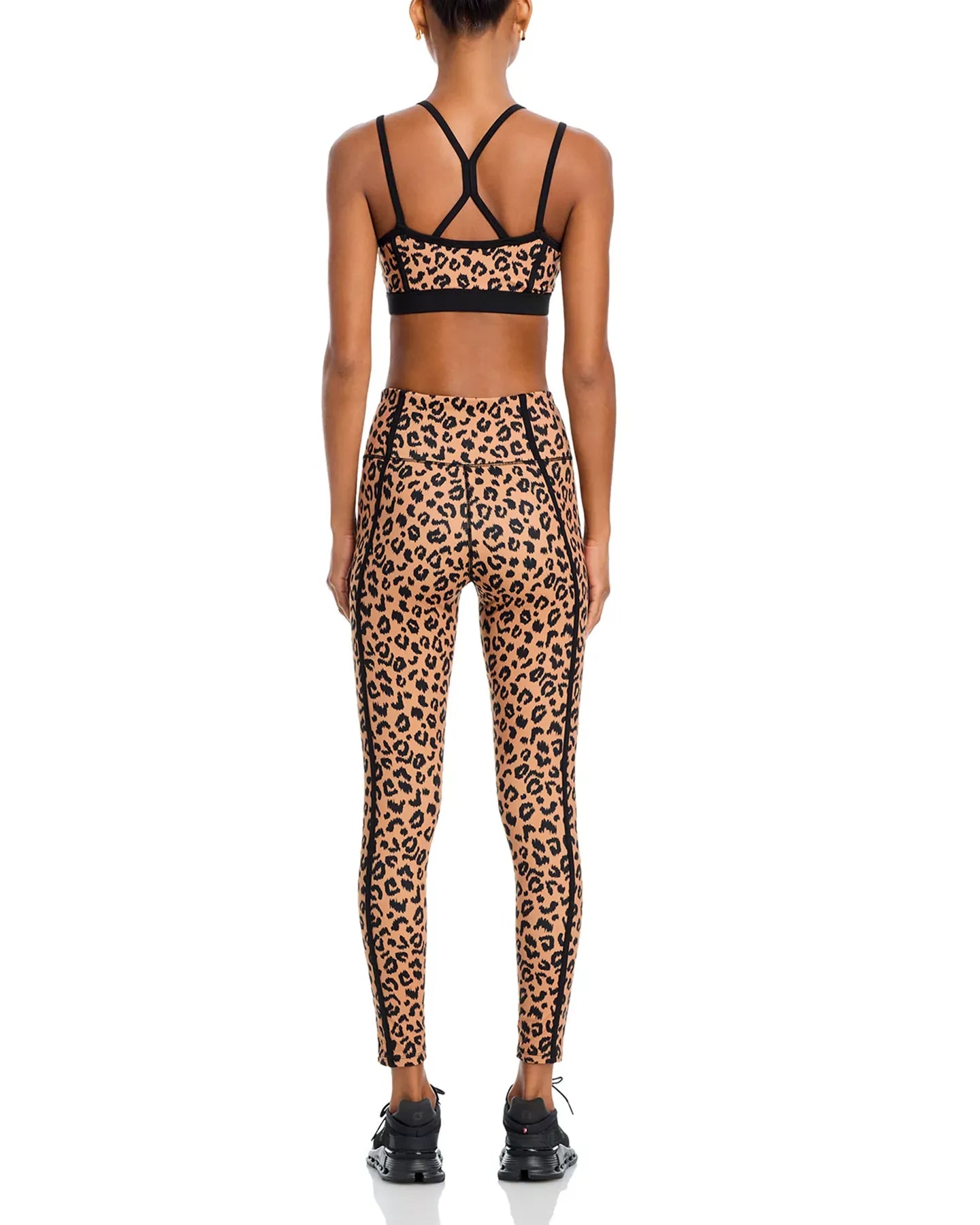 AQUA Printed Toned Out Double Strap Leopard Print Sports Bra - Exclusive