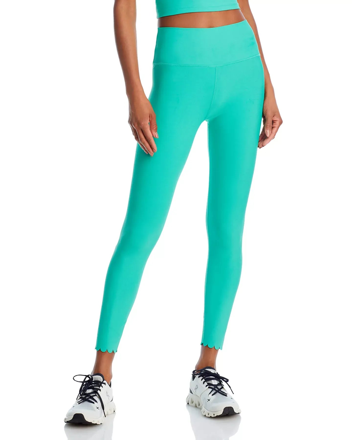 AQUA Scalloped Hem Leggings - Exclusive Pants