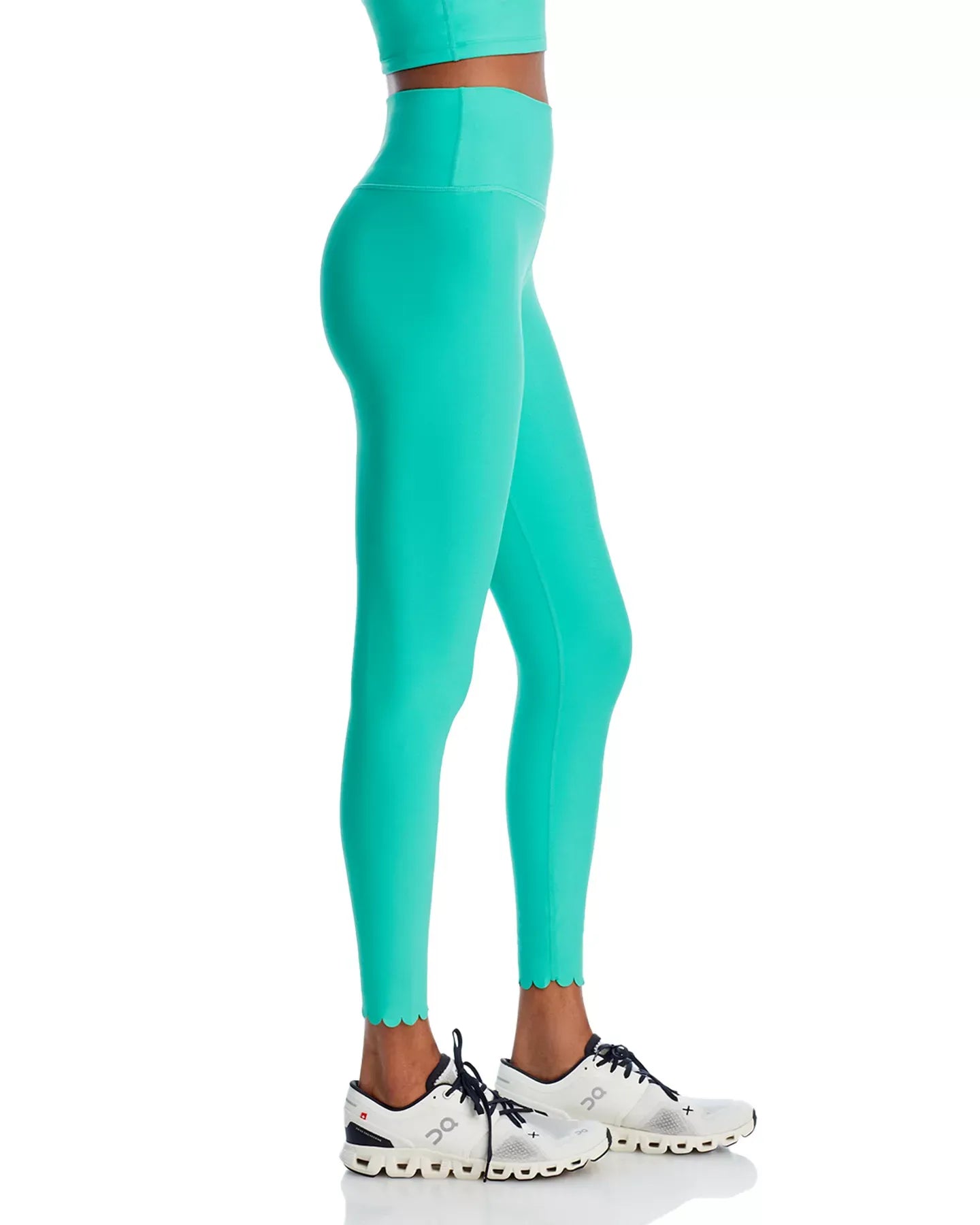 AQUA Scalloped Hem Leggings - Exclusive Pants