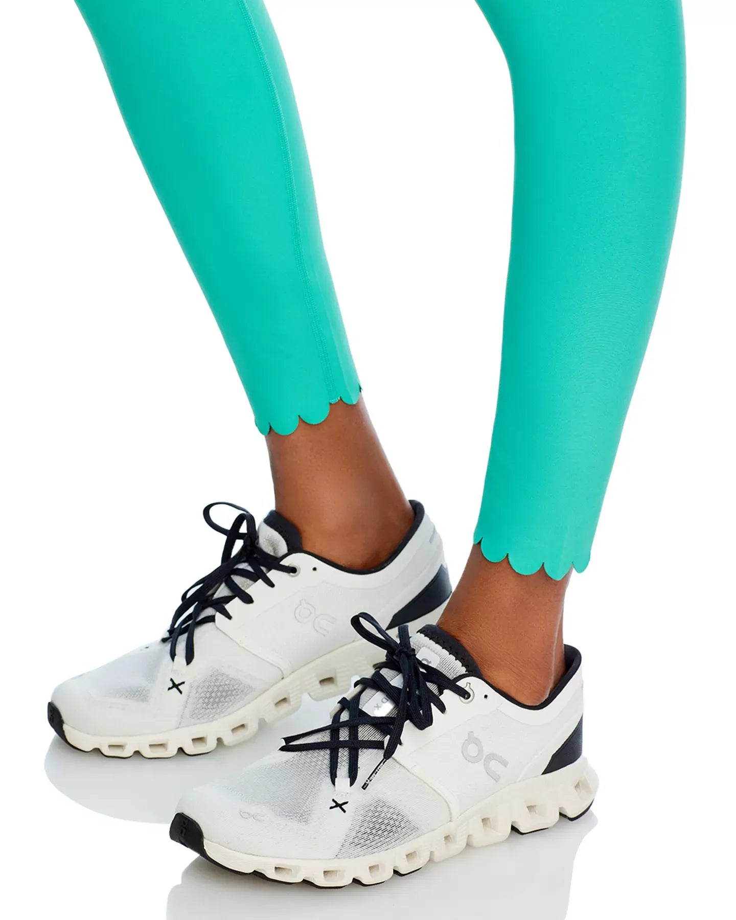 AQUA Scalloped Hem Leggings - Exclusive Pants