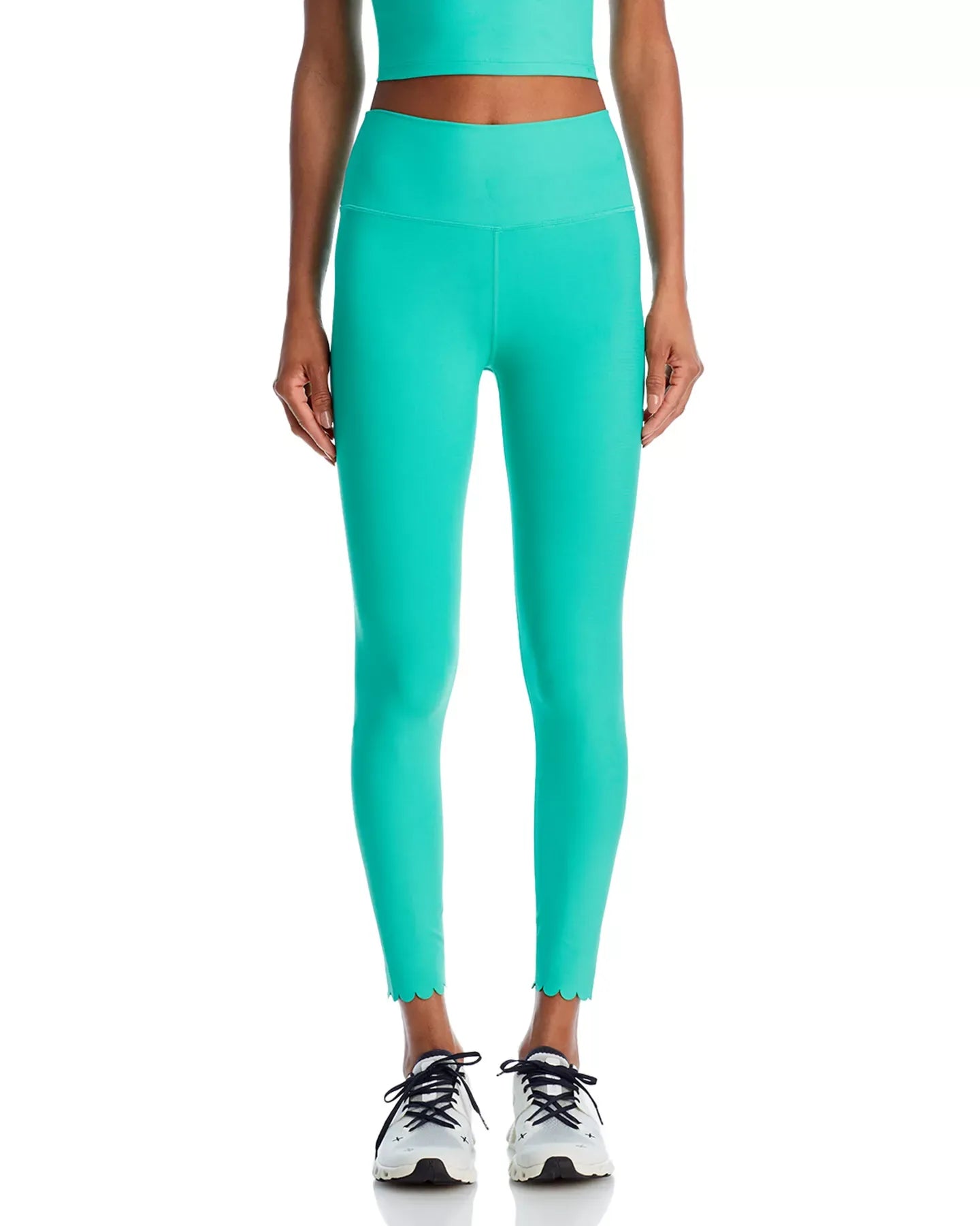 AQUA Scalloped Hem Leggings - Exclusive Pants