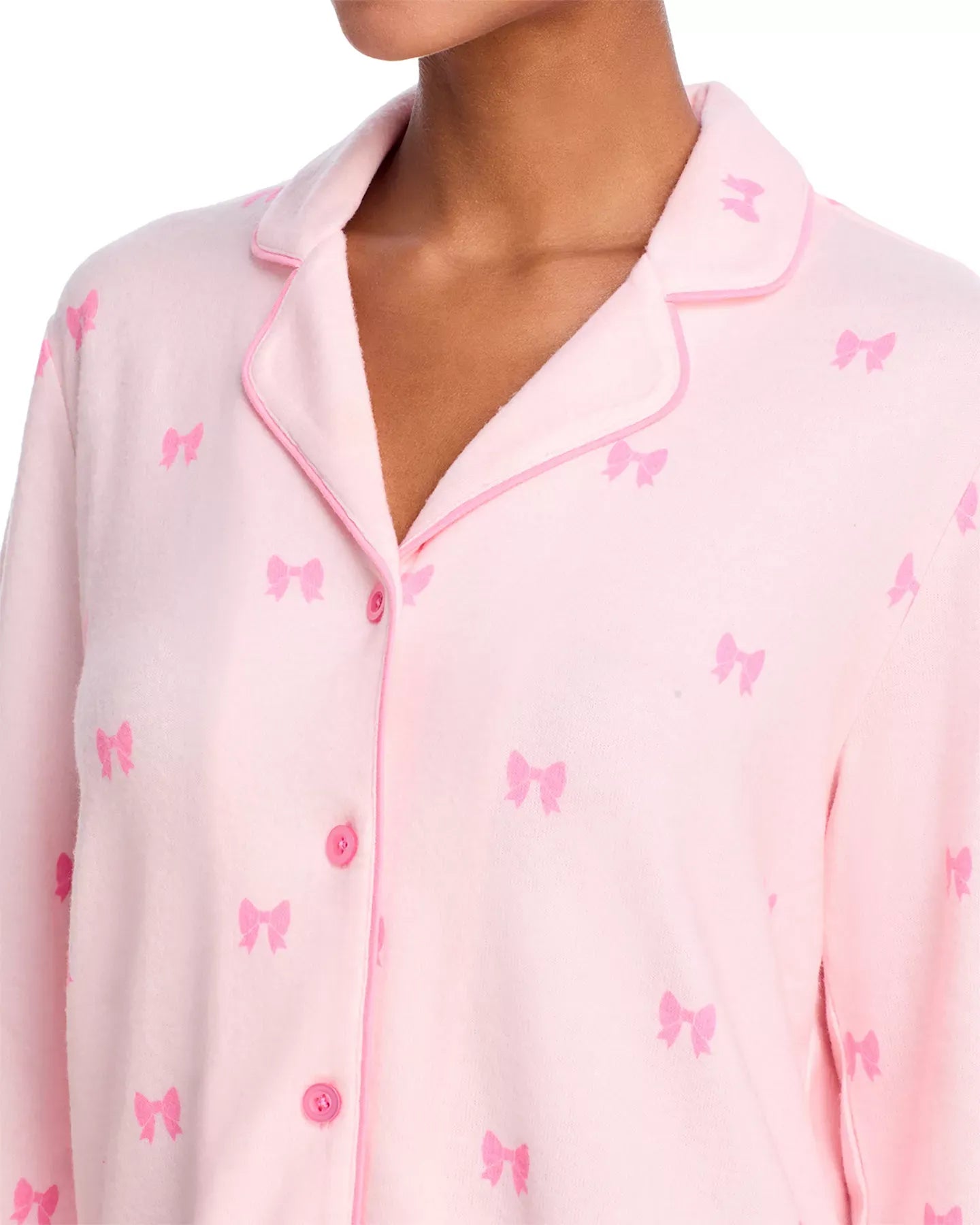 AQUA Peachy Notch Collar Pajama Set - Exclusive Sleepwear