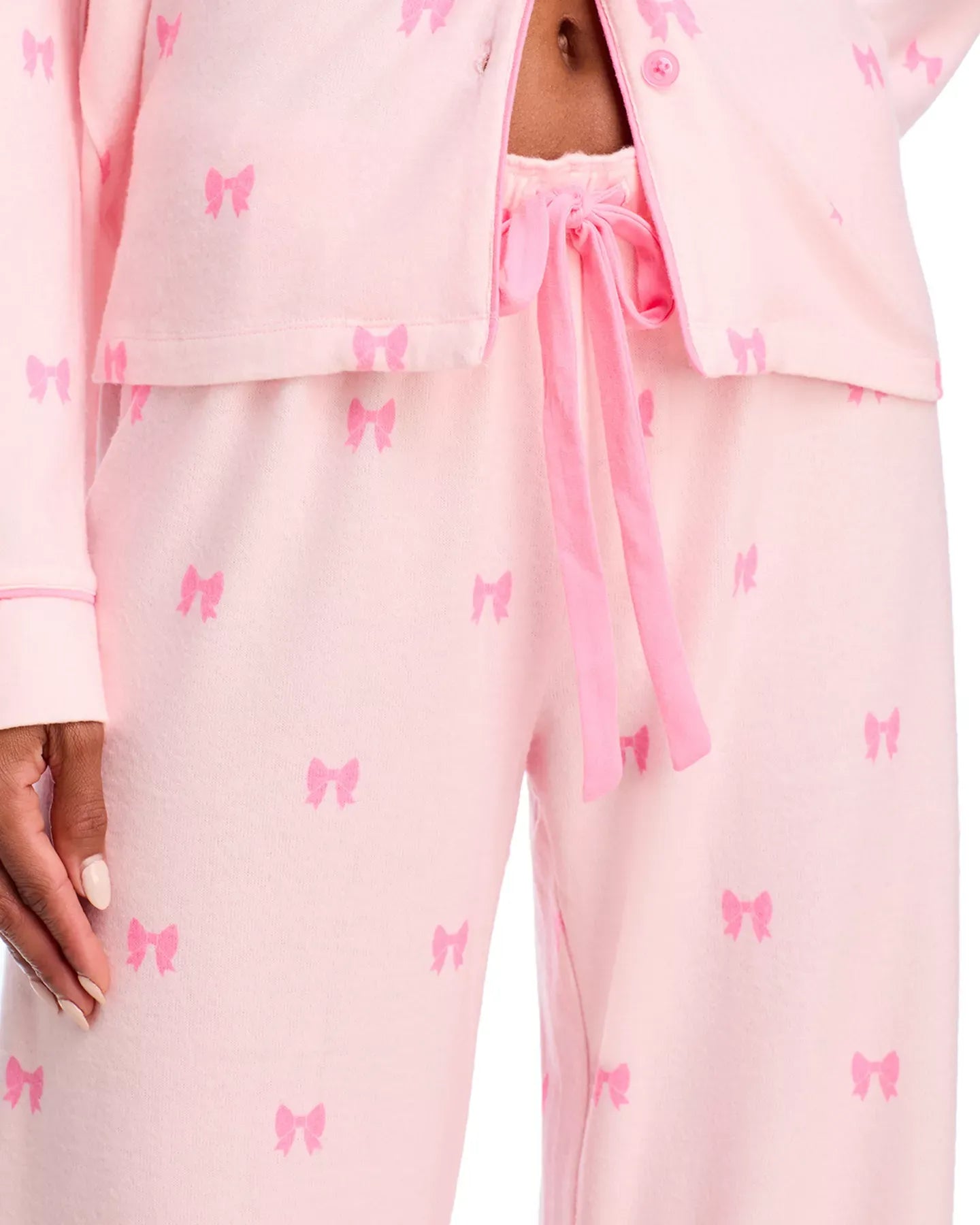 AQUA Peachy Notch Collar Pajama Set - Exclusive Sleepwear