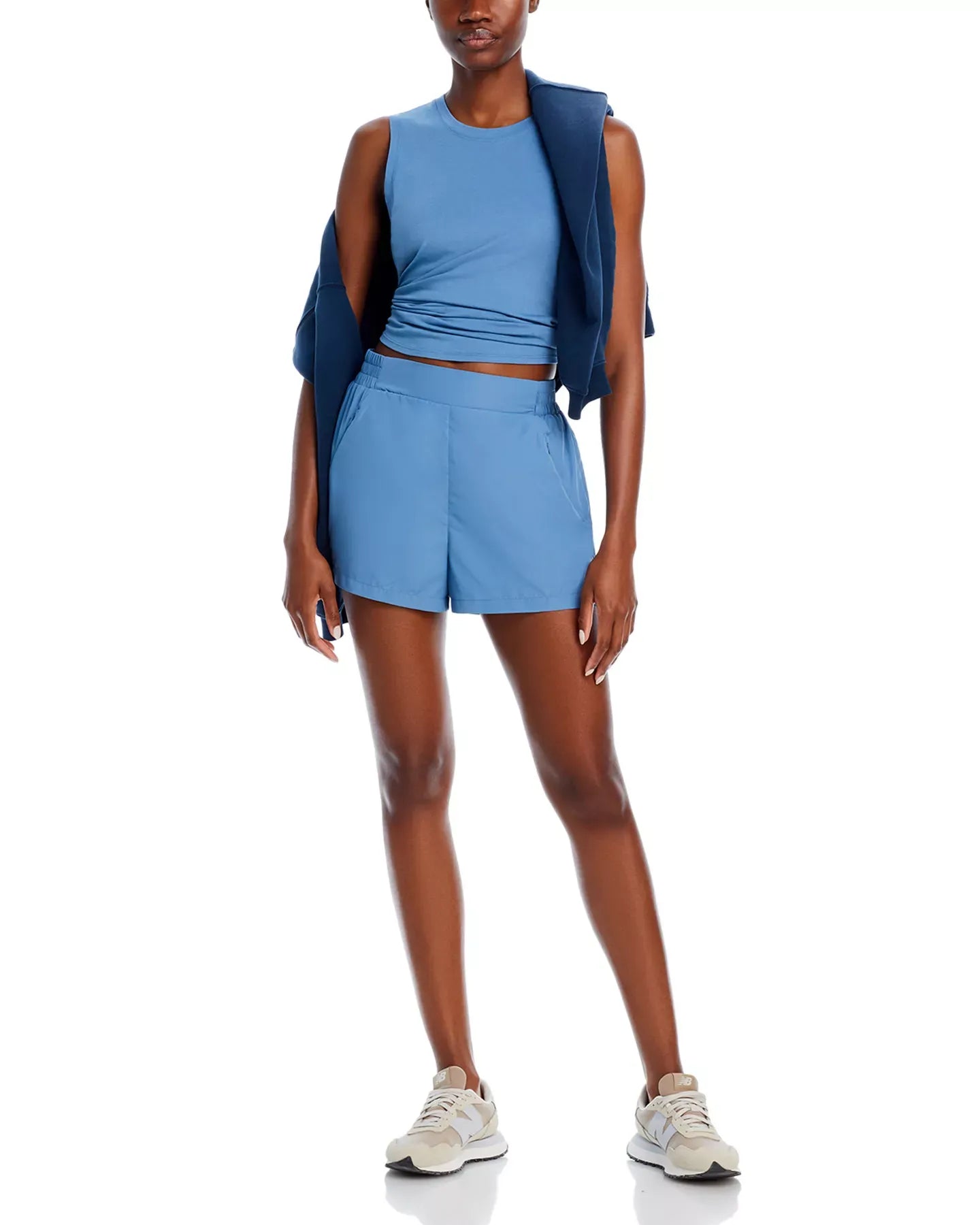 AQUA Flat Front Windbreaker Shorts - Exclusive