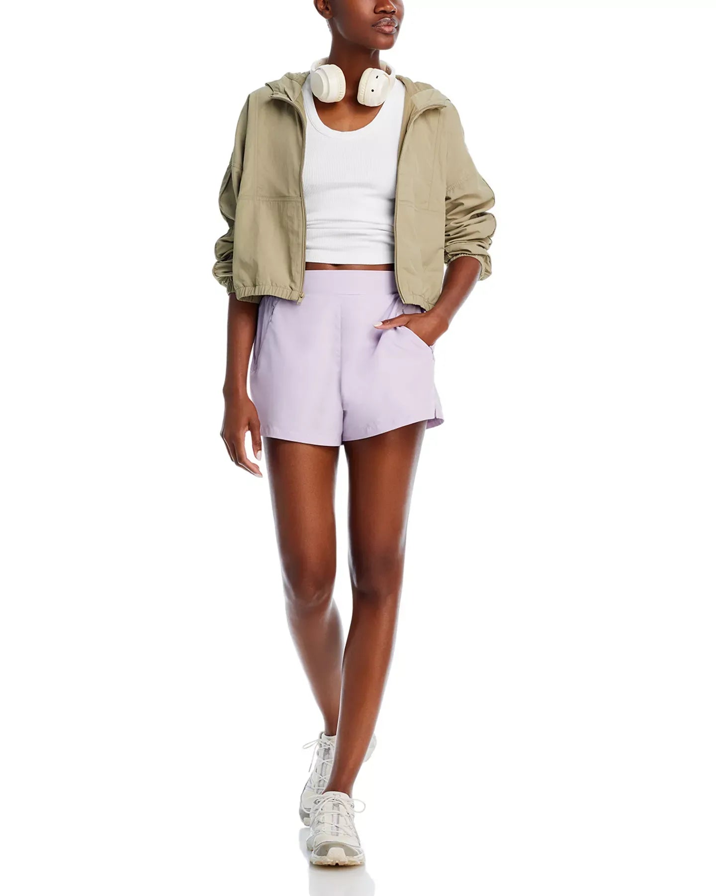 AQUA Flat Front Windbreaker Shorts - Exclusive