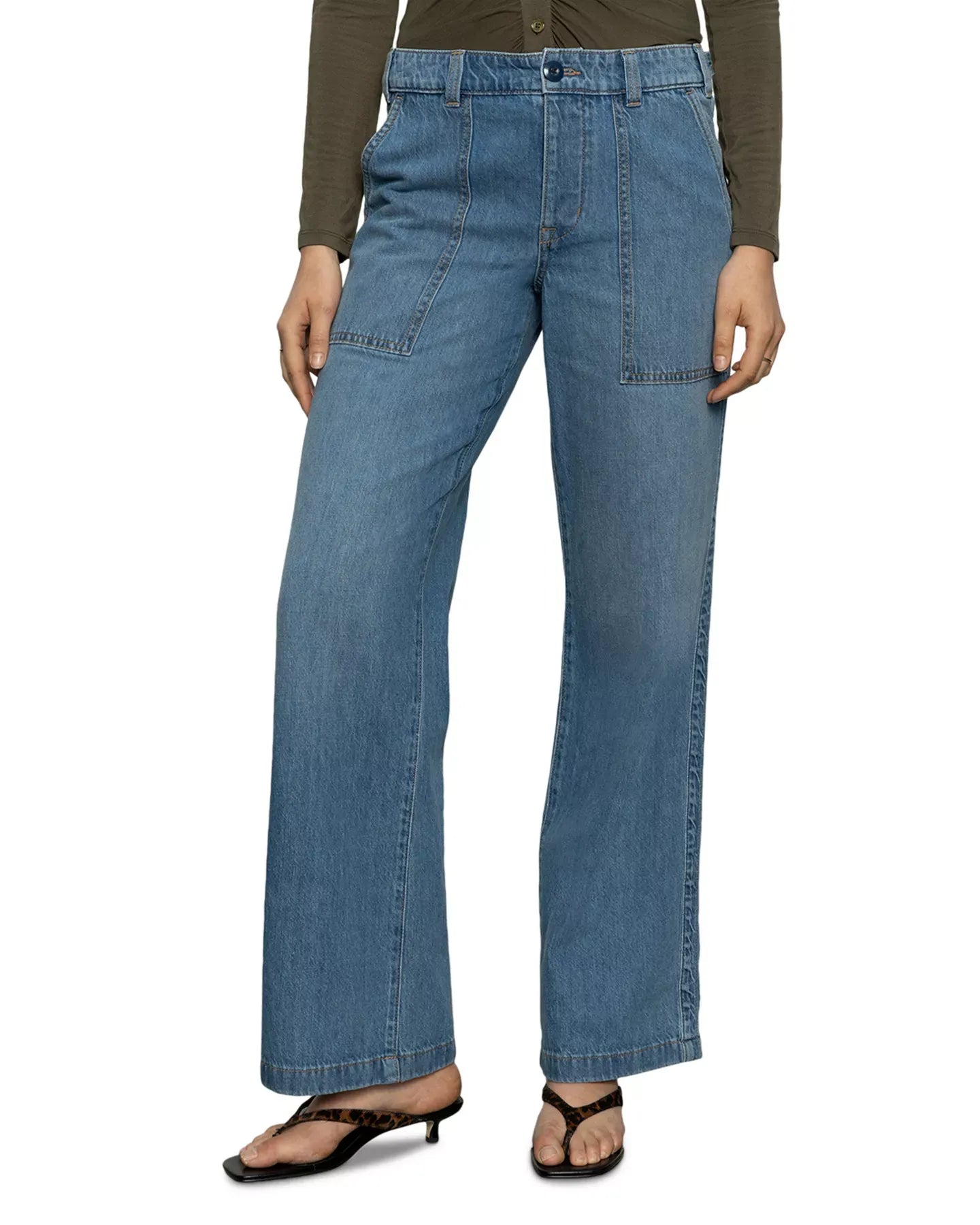 Sanctuary High Rise Wide Leg Straight Jeans in Starstruck