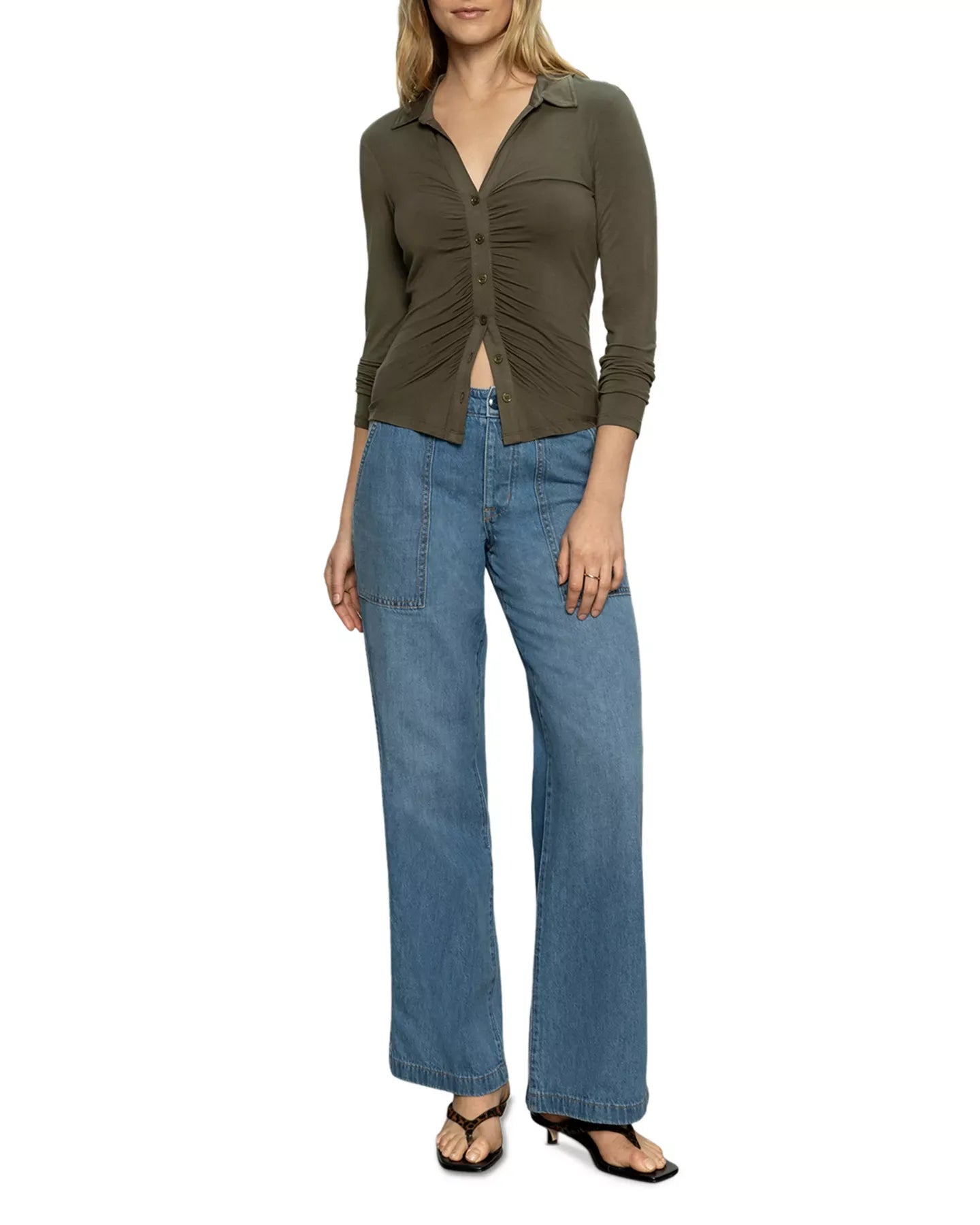 Sanctuary High Rise Wide Leg Straight Jeans in Starstruck