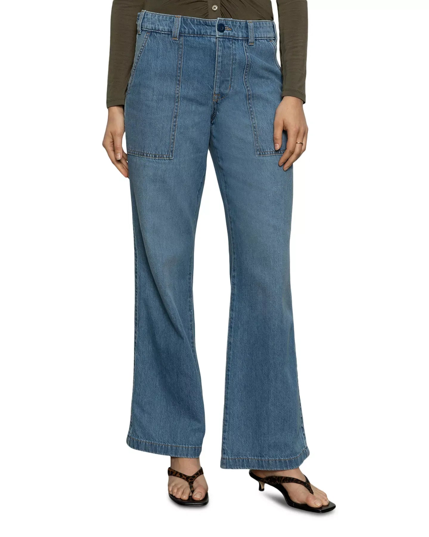Sanctuary High Rise Wide Leg Straight Jeans in Starstruck