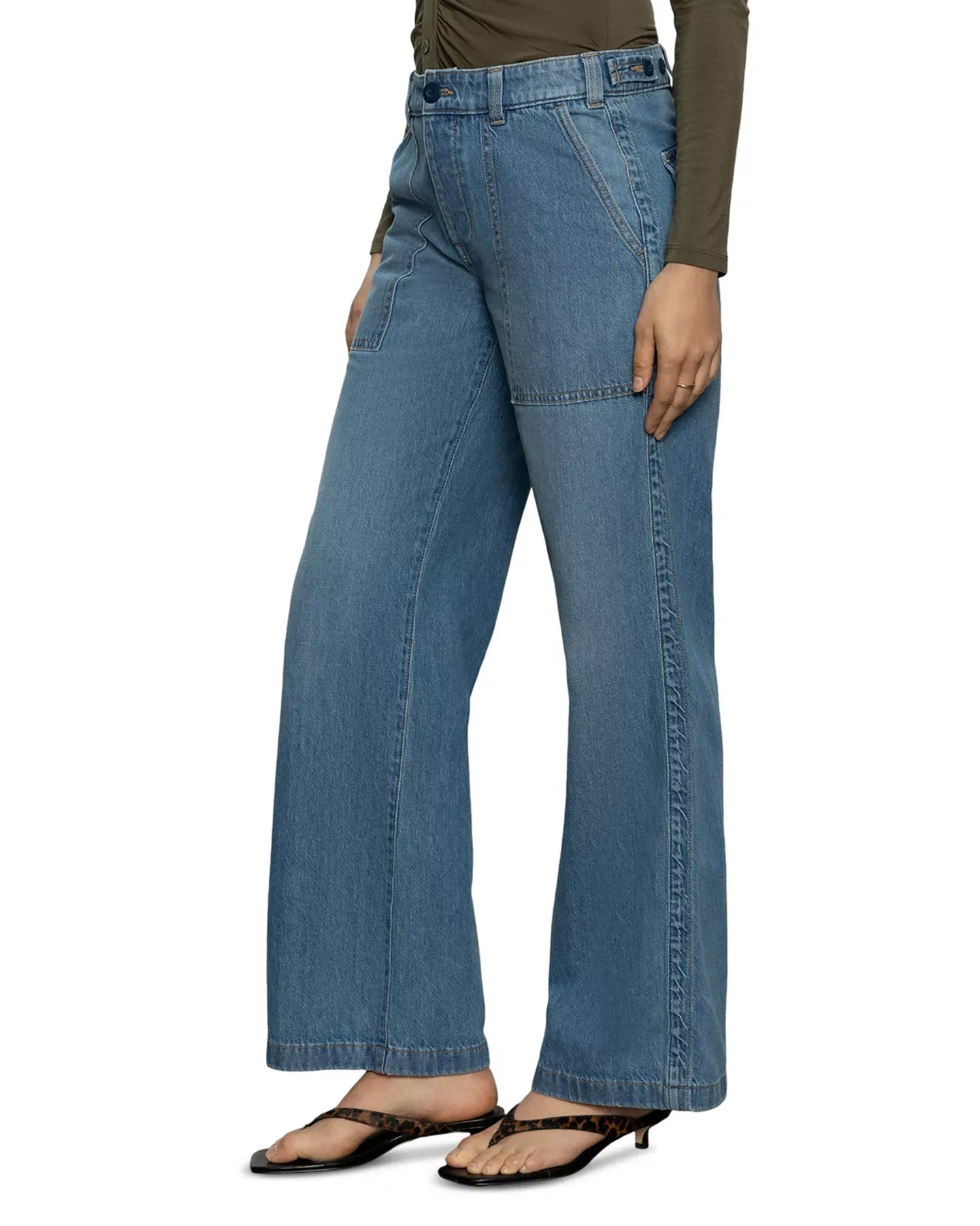 Sanctuary High Rise Wide Leg Straight Jeans in Starstruck