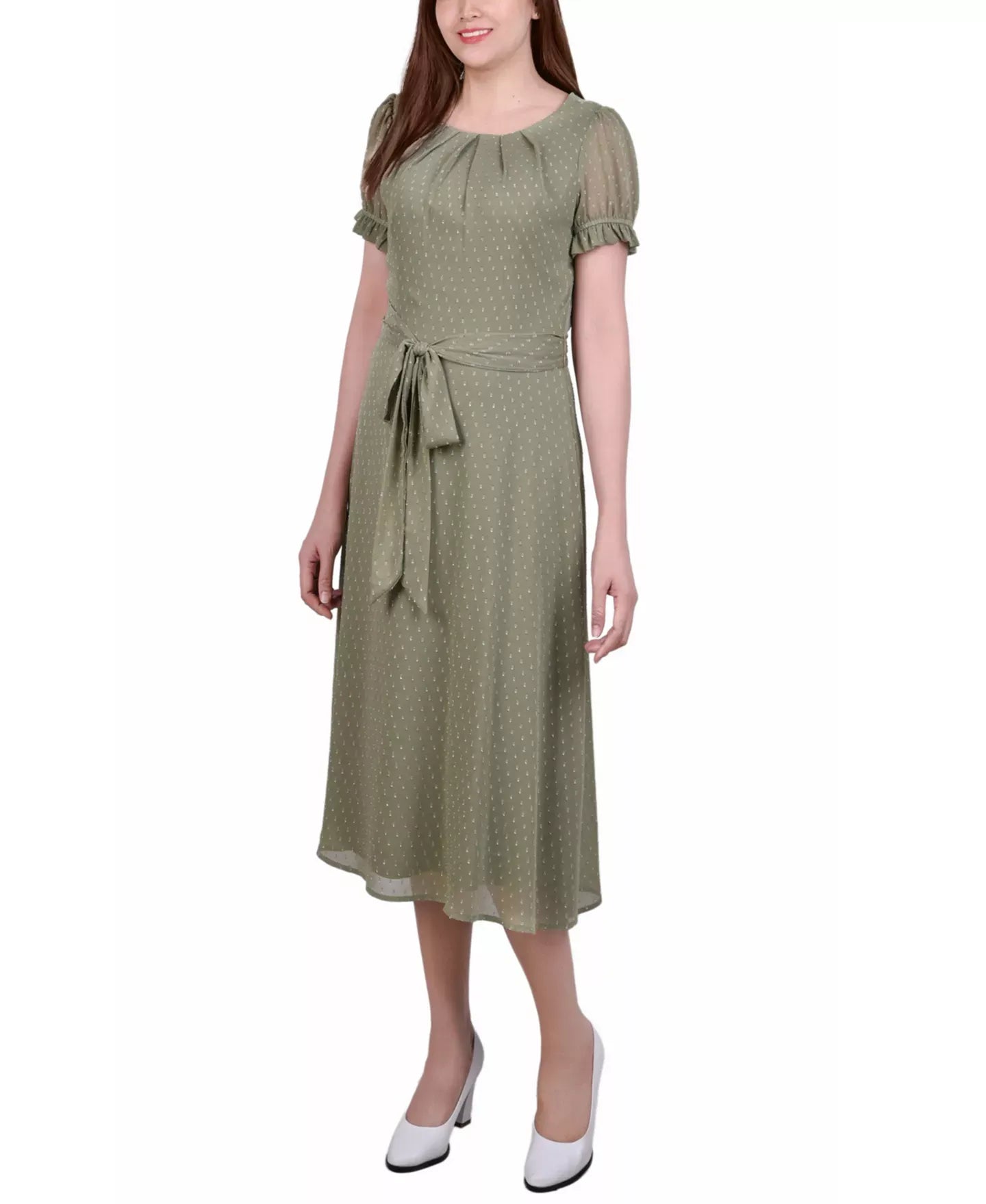 strapless open back dress NY Collection Petite Short Sleeve Belted Swiss Dot Dress – Postmoda