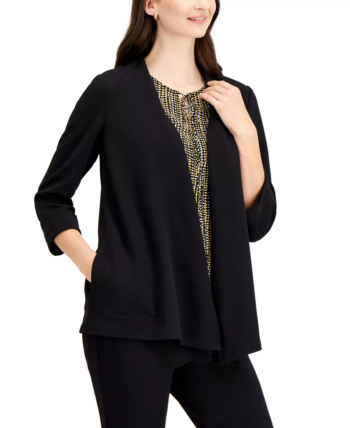 Kasper Open-Front Cardigan Jacket Sweater