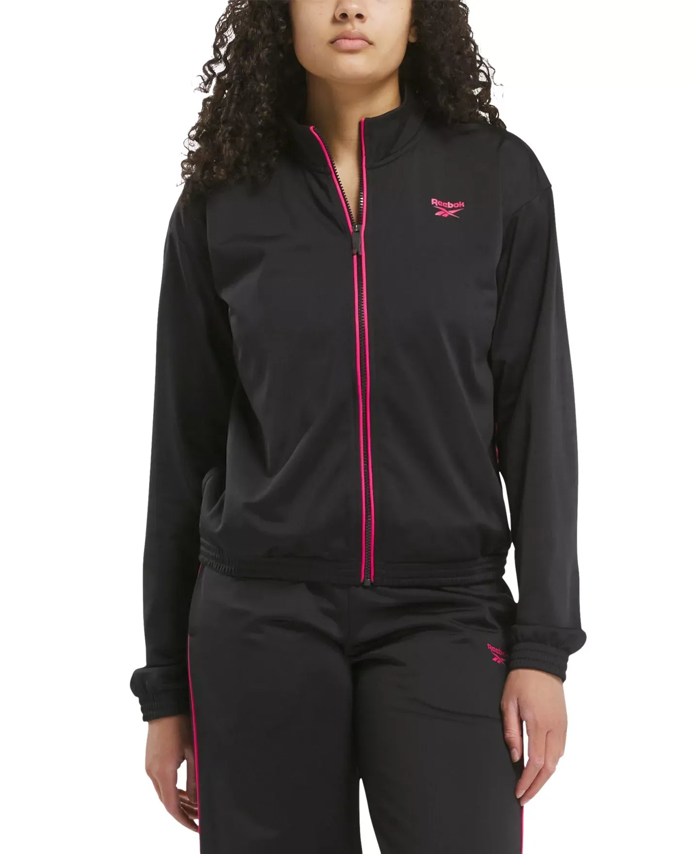 Reebok Women's Logo Tricot Long-Sleeve Track Jacket, A Macy's Exclusive Jacket