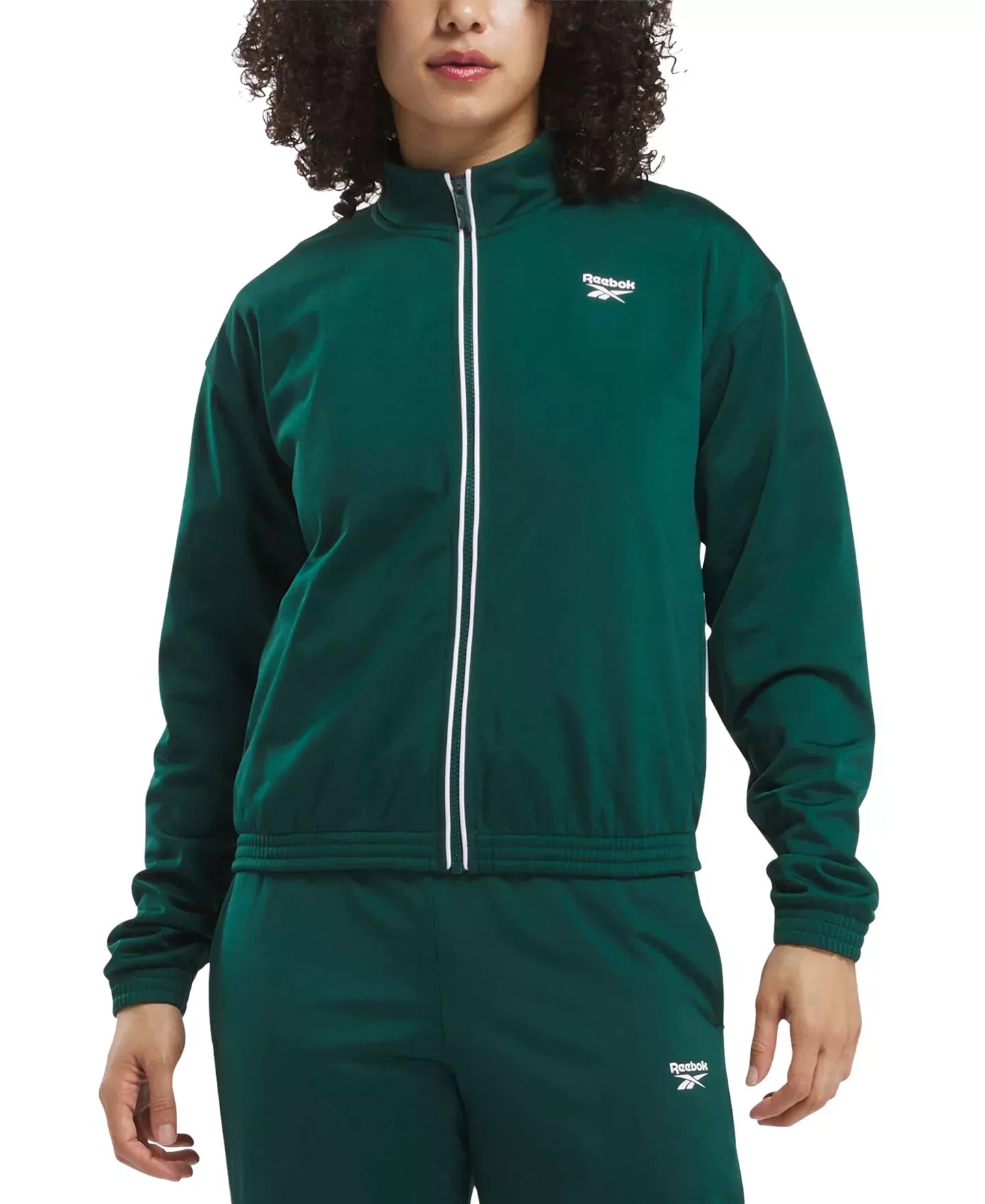 Reebok Women's Logo Tricot Long-Sleeve Track Jacket, A Macy's Exclusive Jacket