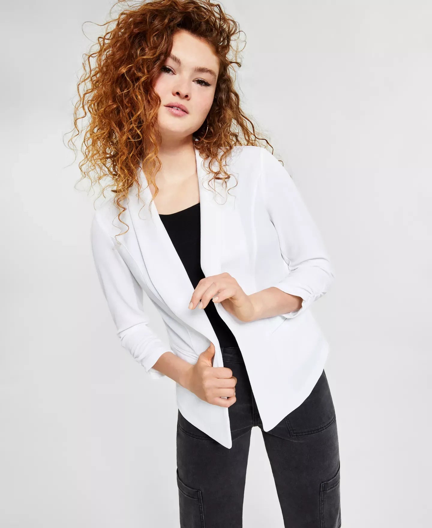 Bar III Petite 3/4-Sleeve Shawl-Collar Blazer