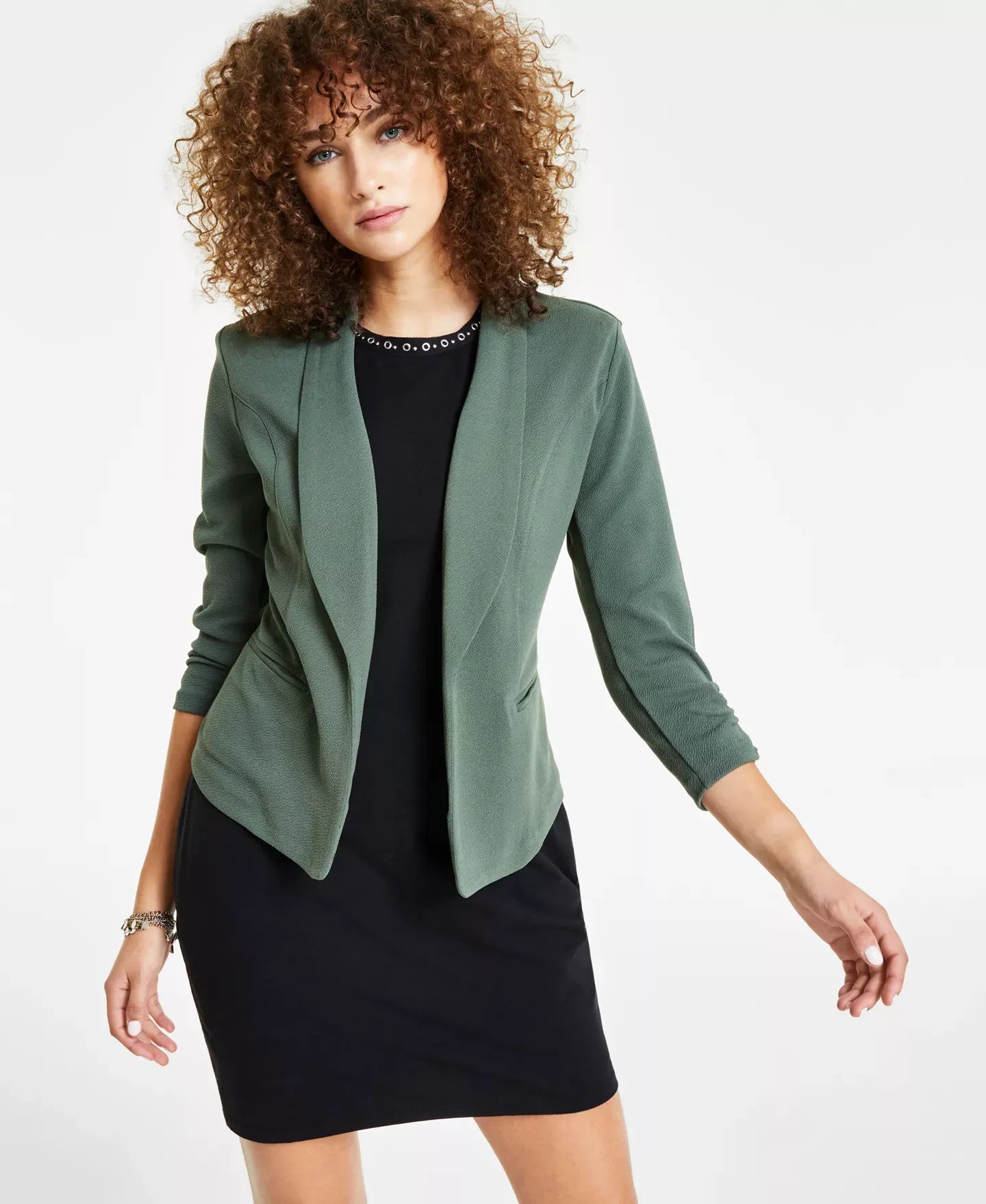 Bar III Petite 3/4-Sleeve Shawl-Collar Blazer