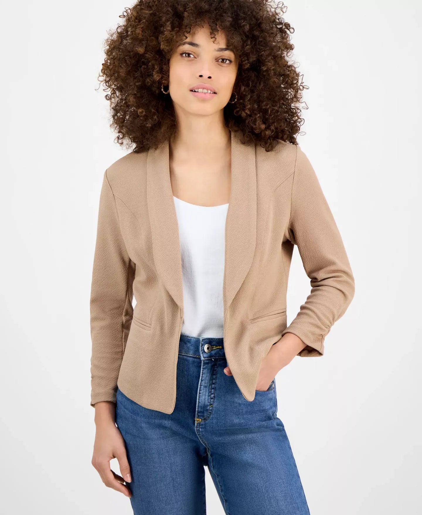 Bar III Petite 3/4-Sleeve Shawl-Collar Blazer