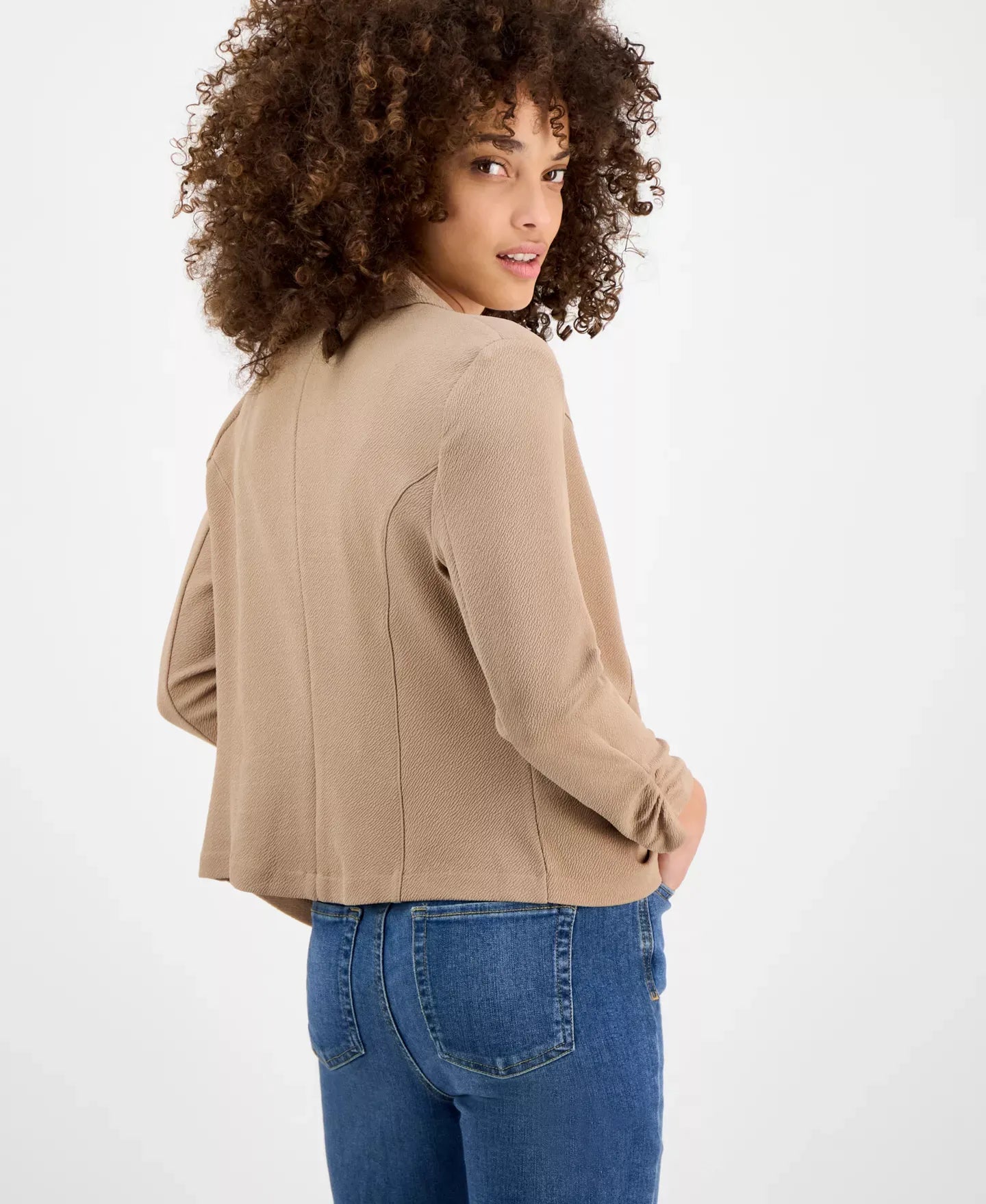 Bar III Petite 3/4-Sleeve Shawl-Collar Blazer