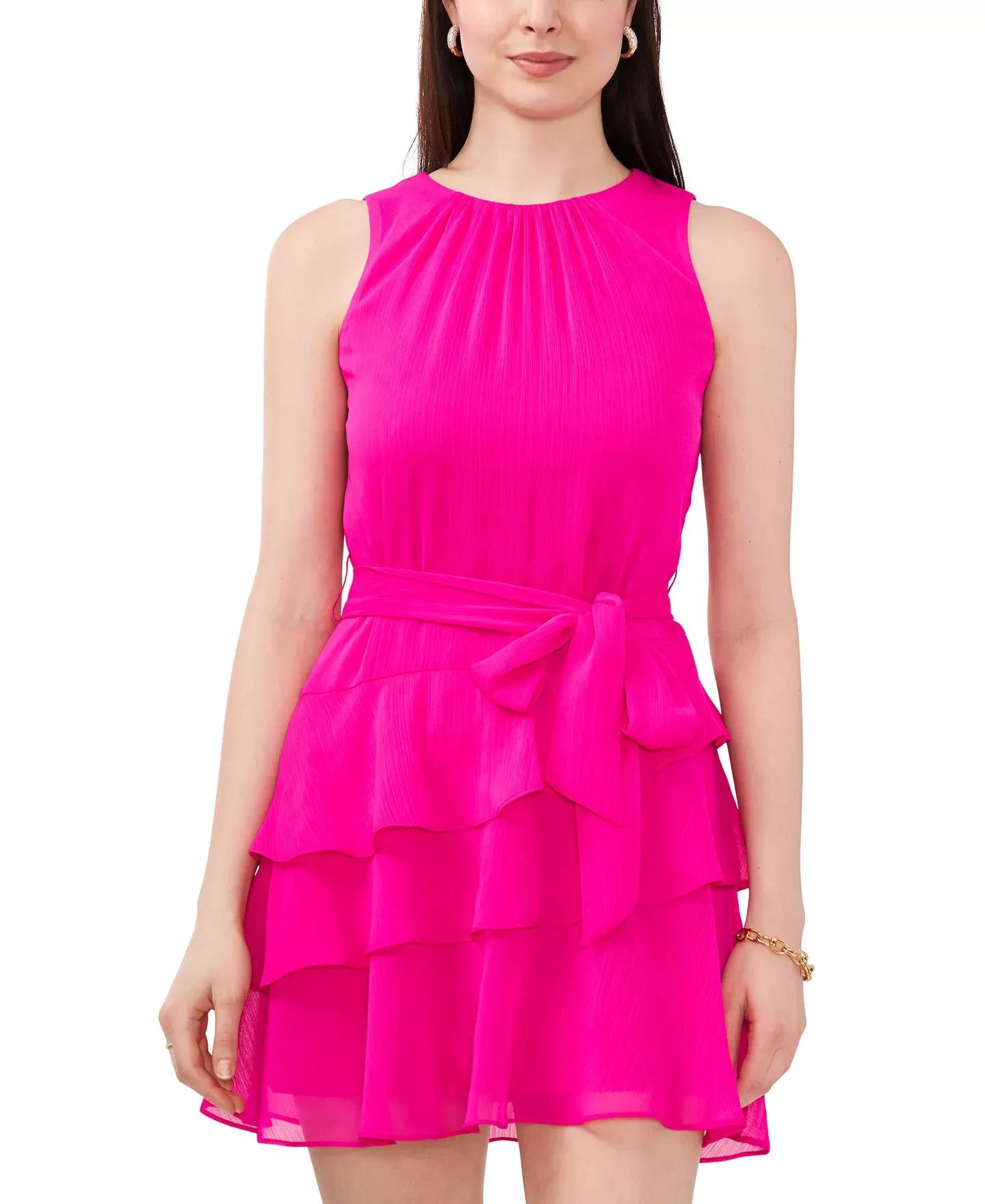 MSK Petite Sleeveless Ruffled Fit & Flare Dress