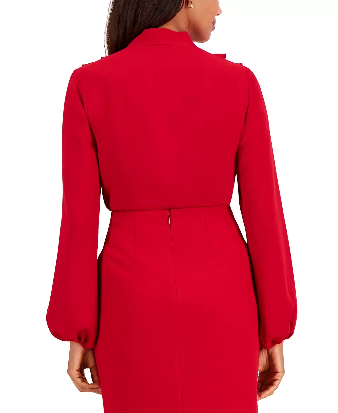 Kasper Petite Ruffled Tie-Neck Blouse Top