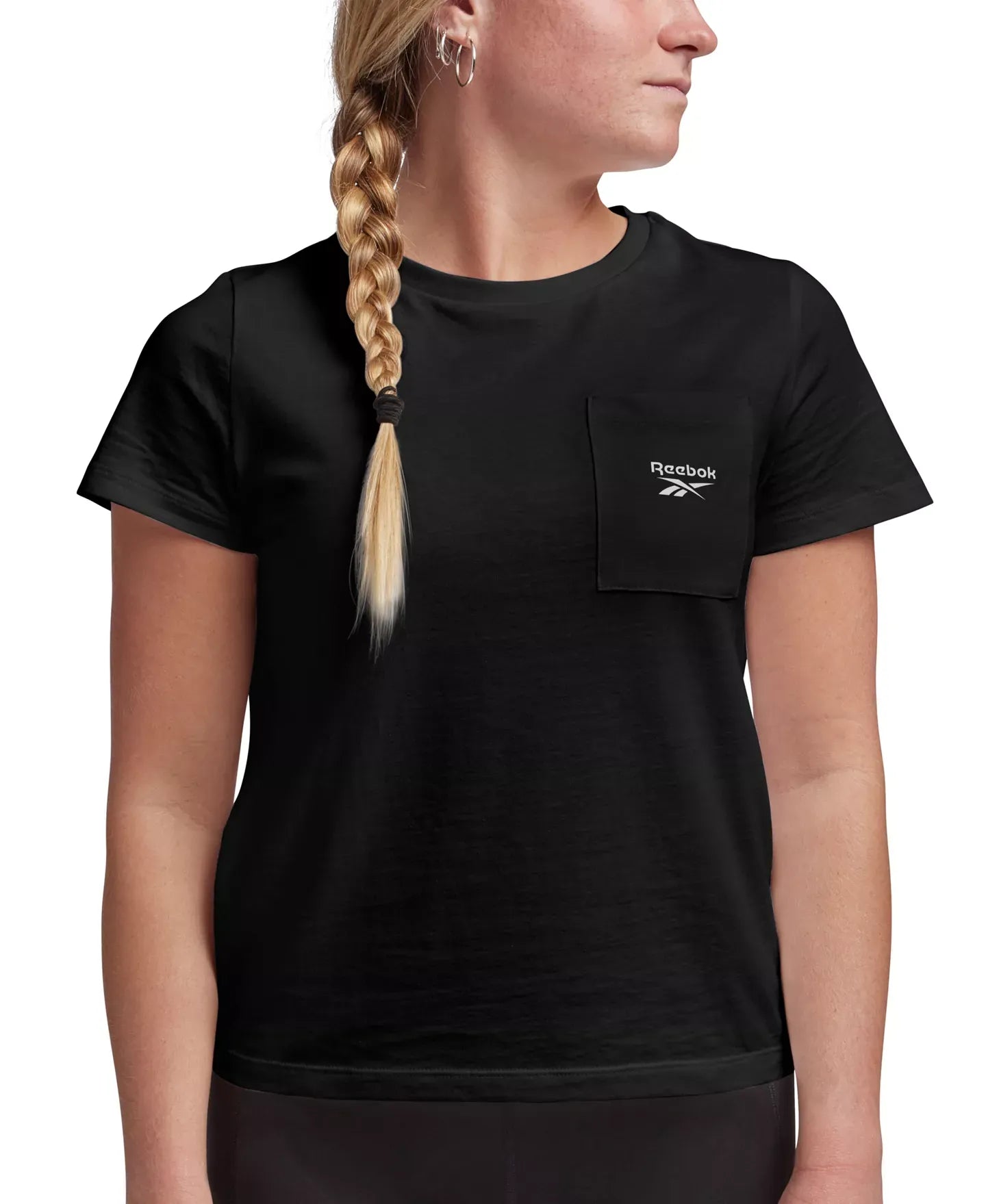 Reebok Women's Active Small-Logo Pocket Cotton T-Shirt Top