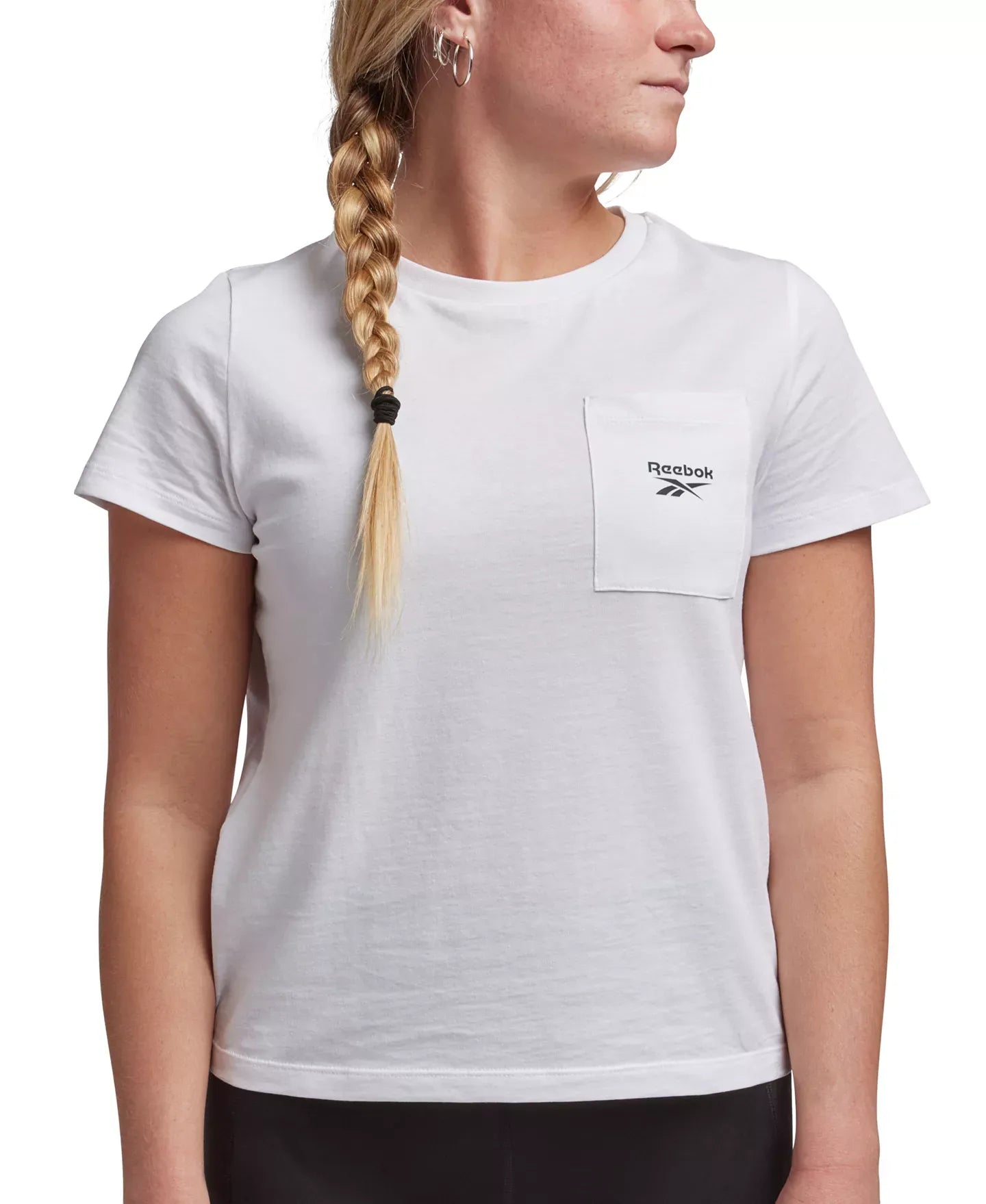 Reebok Women's Active Small-Logo Pocket Cotton T-Shirt Top